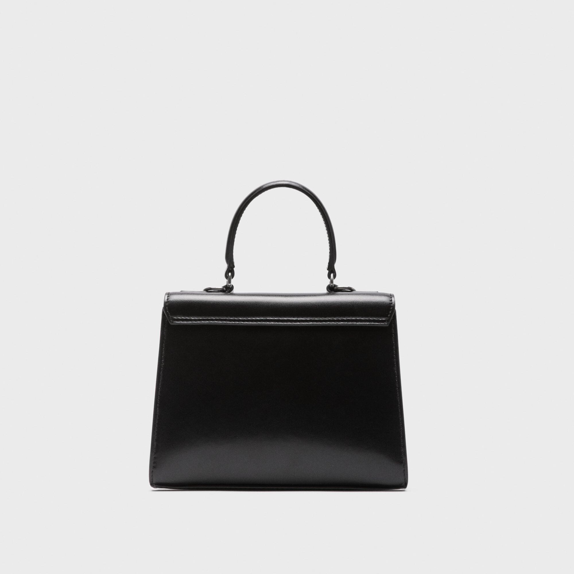 Black leather 2025 top handle bag