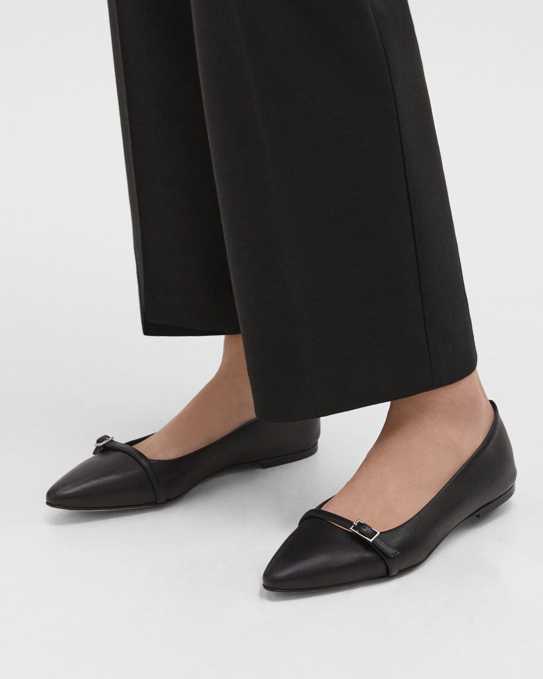 Theory Mary Jane Flat in Leather
