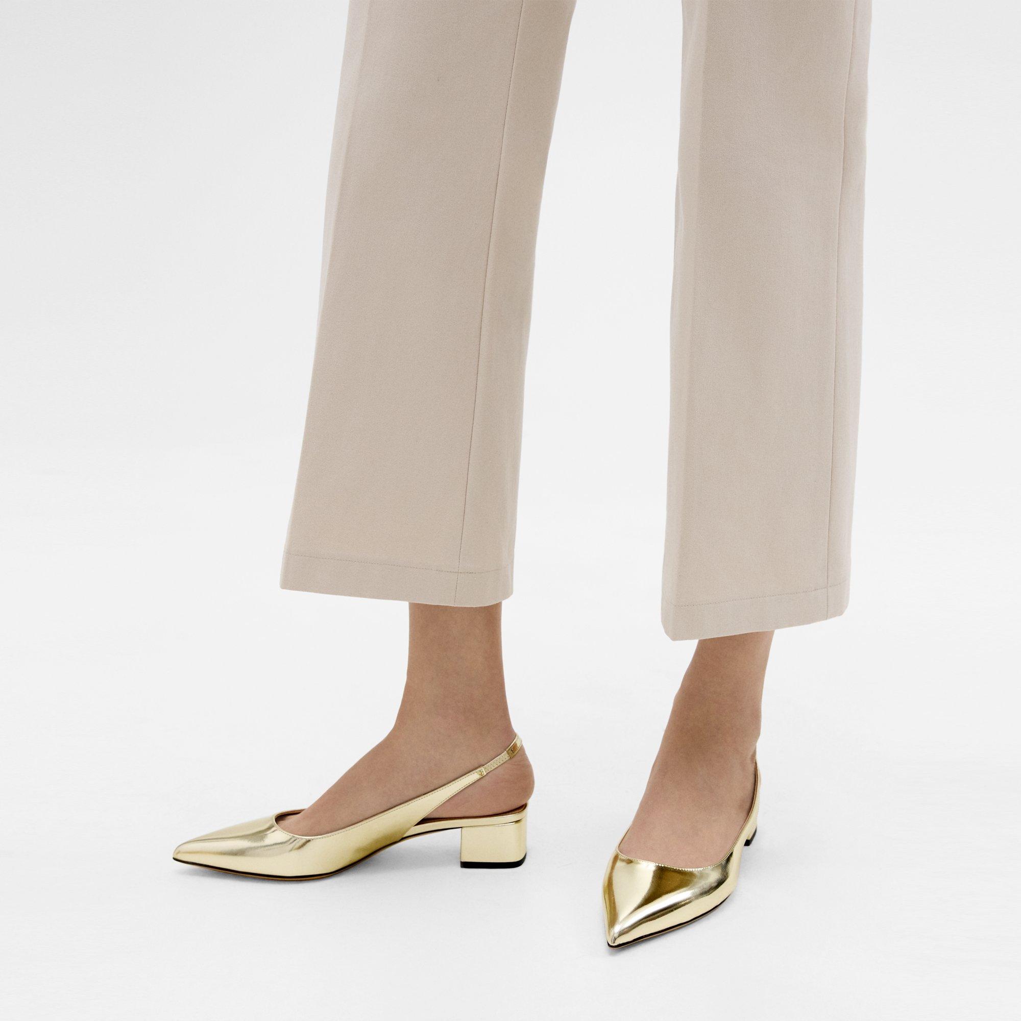 띠어리 Theory Slingback Pump in Metallic Leather,LIGHT GOLD