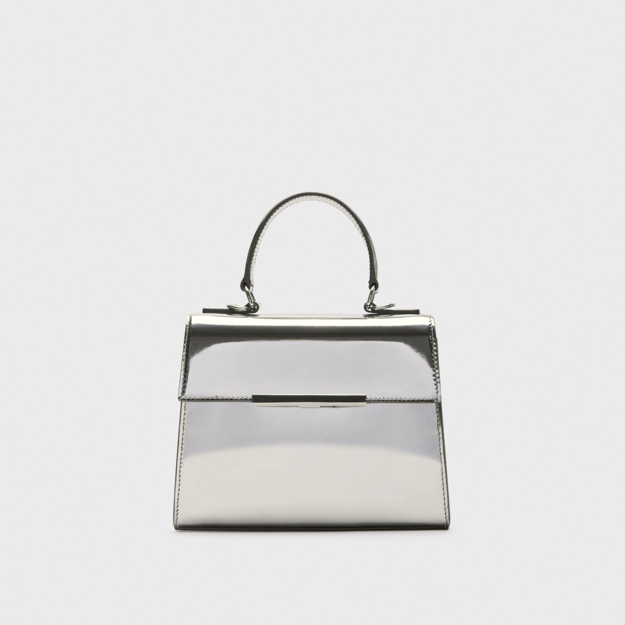 Small Top Handle Bag in Metallic Leather