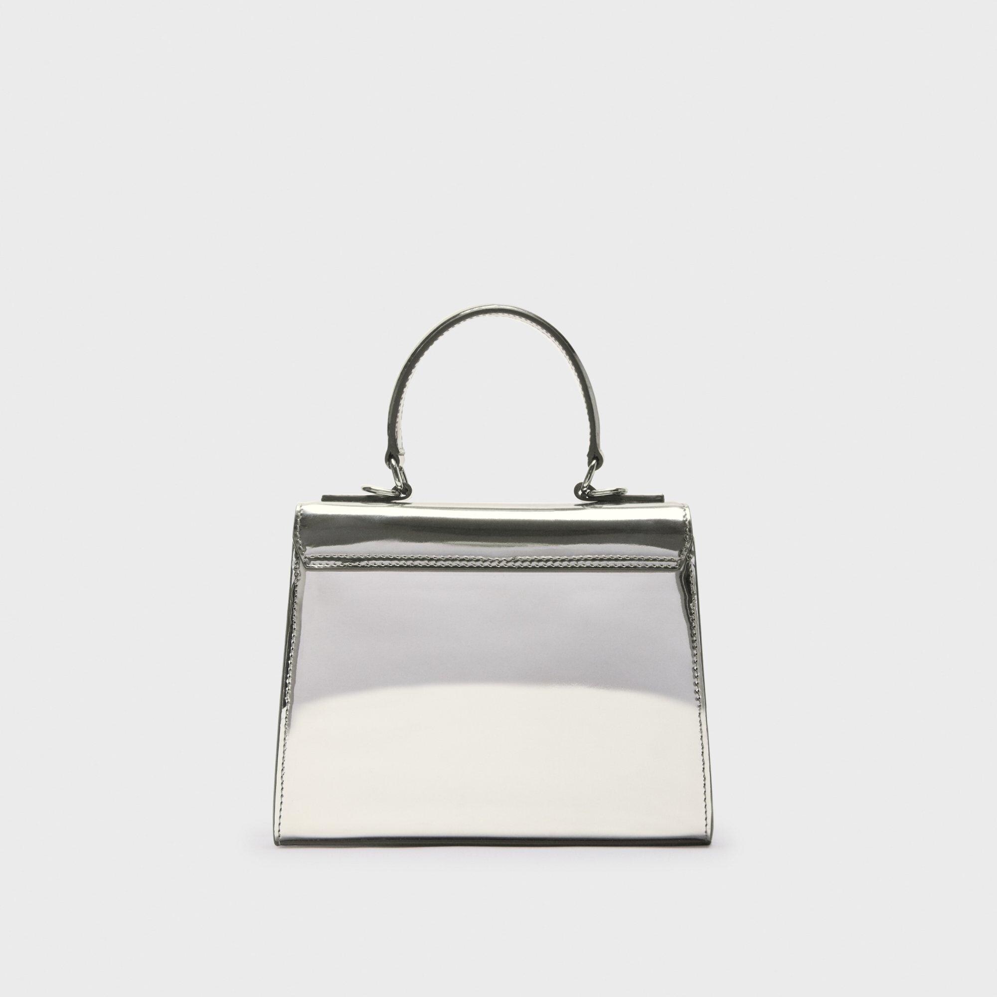 Small Top Handle Bag in Metallic Leather