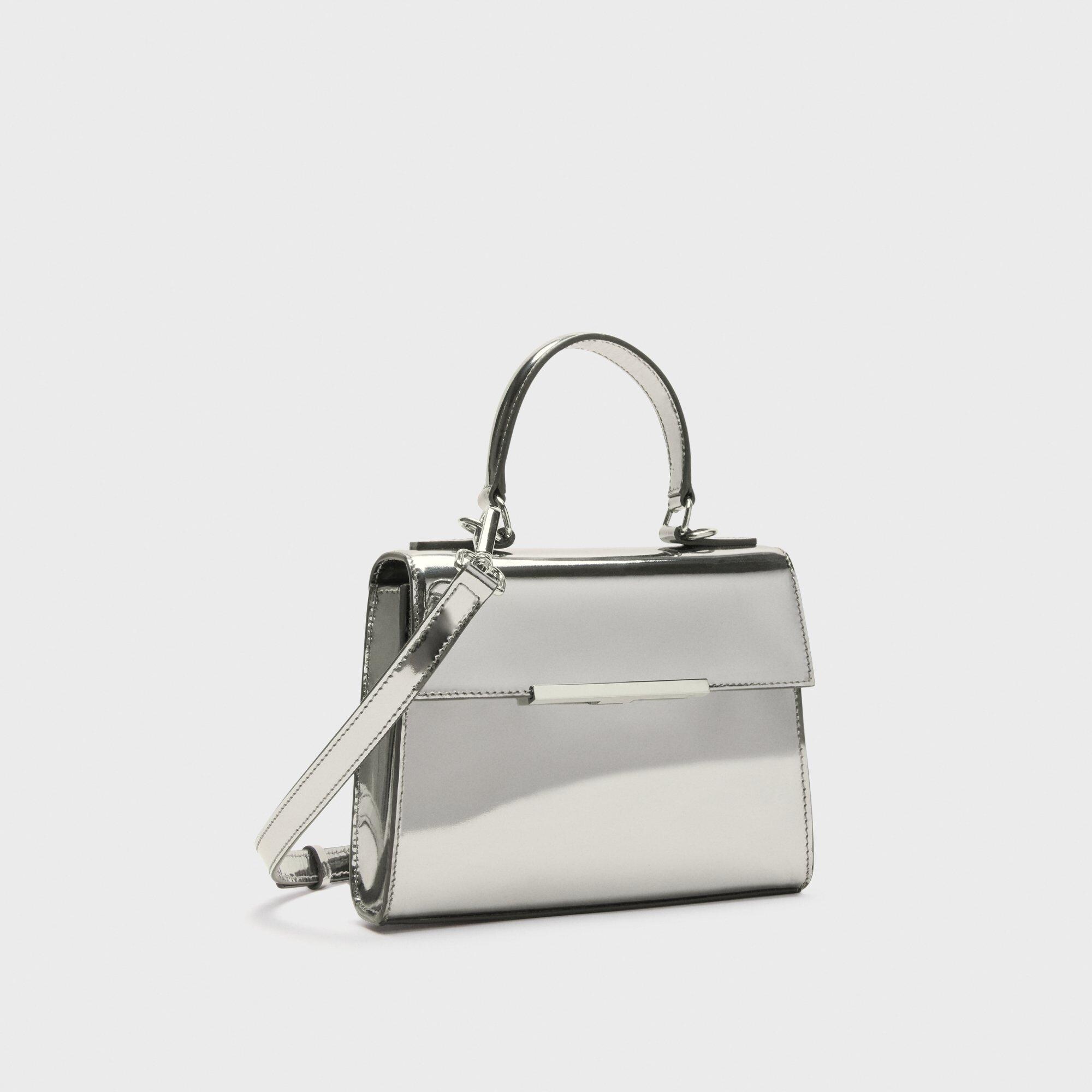 Small Top Handle Bag in Metallic Leather