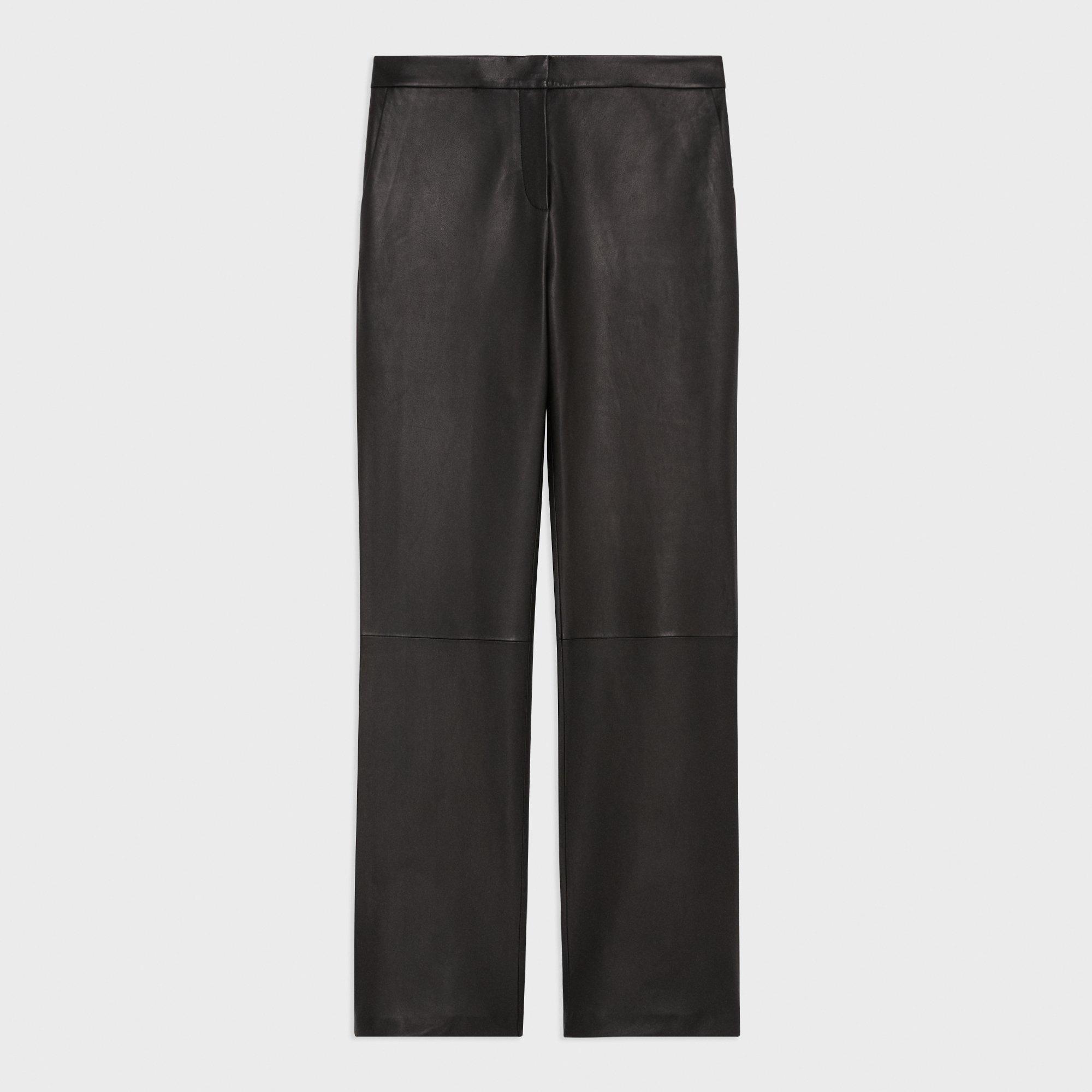 Pantalon Droit Ajusté en Cuir