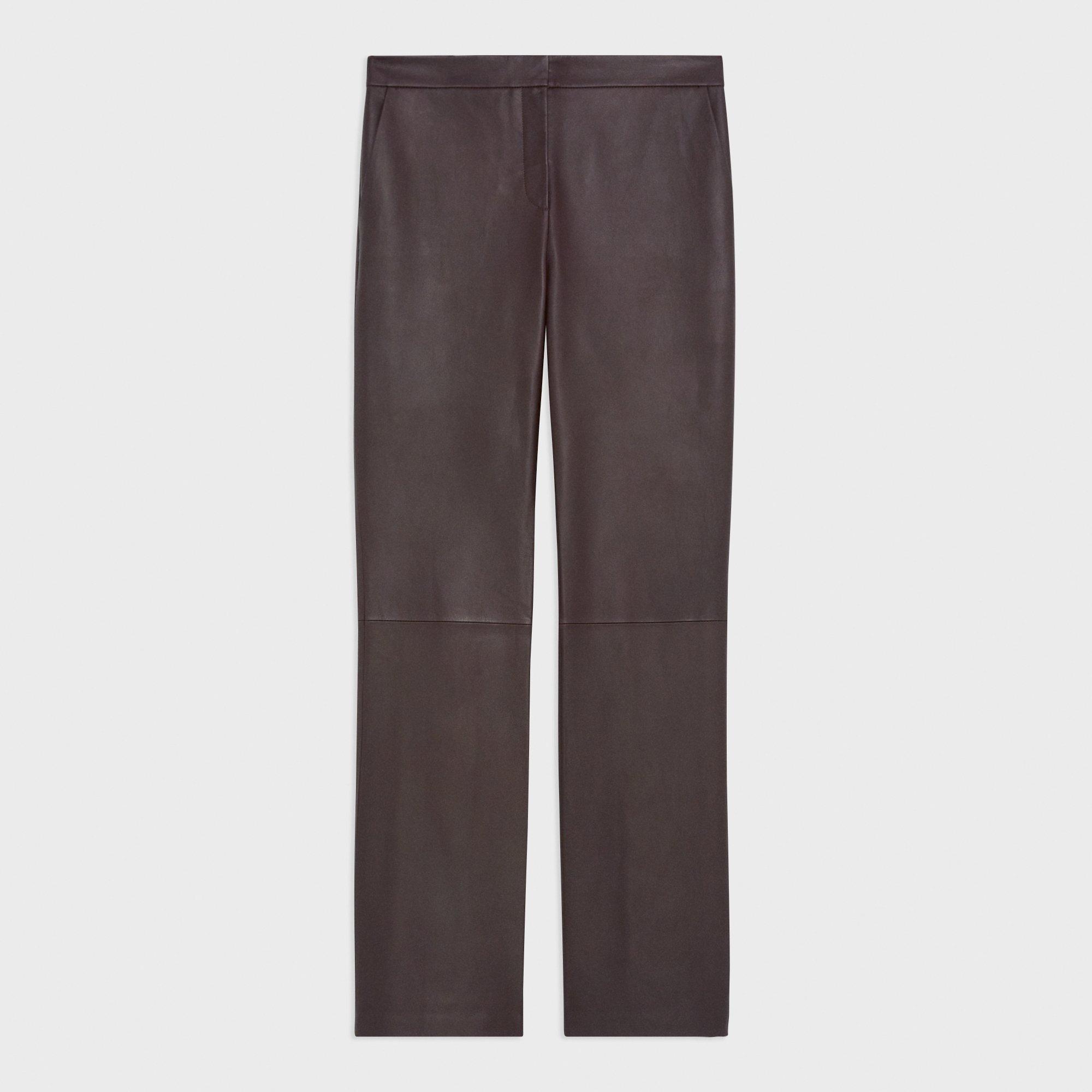 Pantalon Droit Ajusté en Cuir