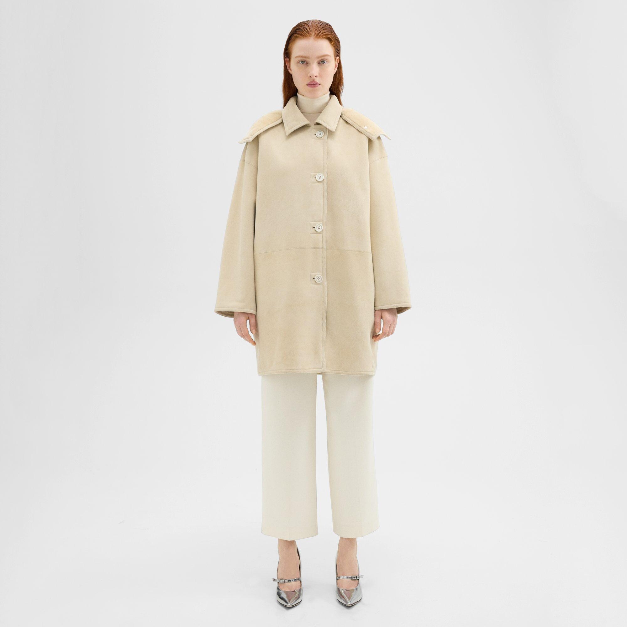 Hooded Reversible Coat in Shearling