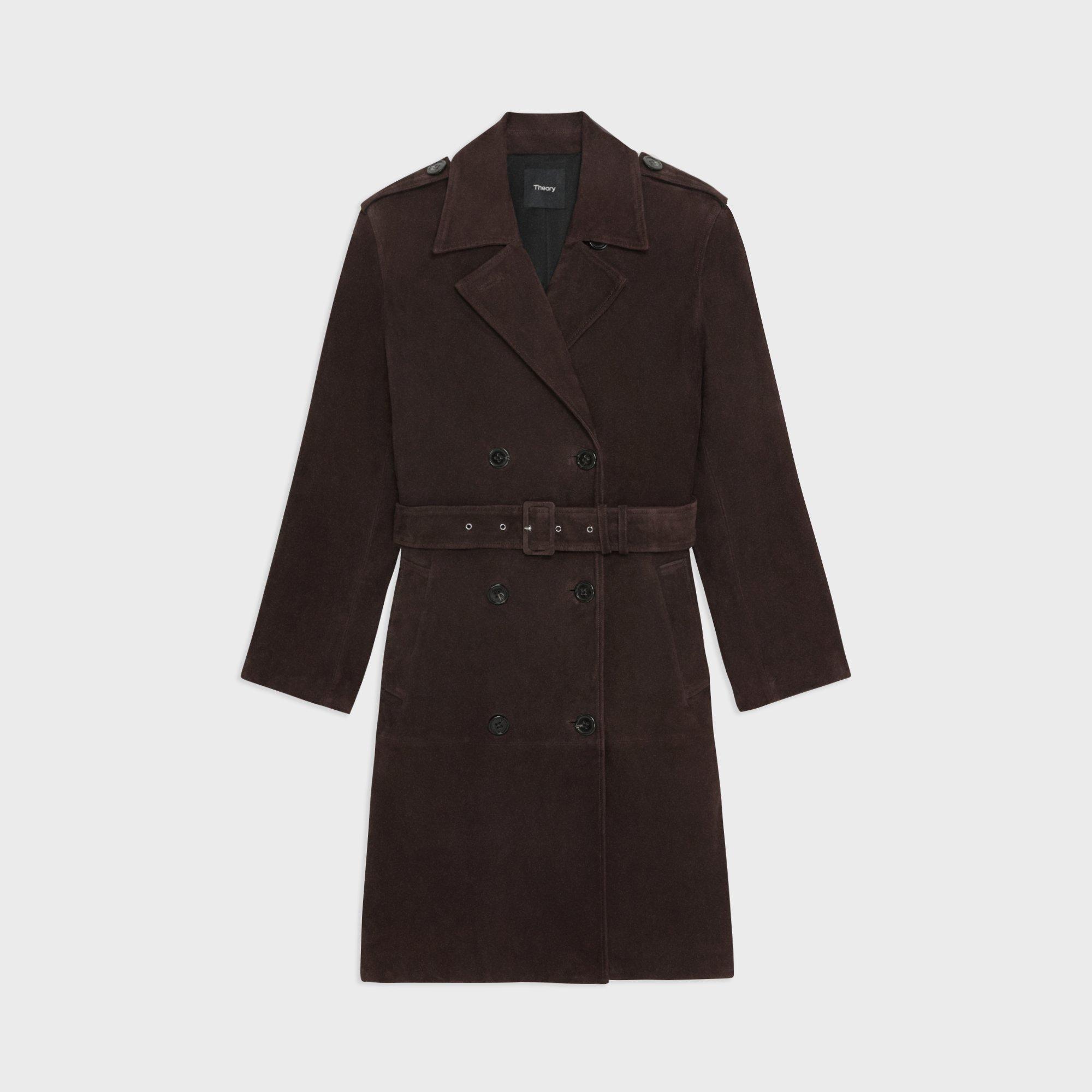 Utility-Trenchcoat aus Veloursleder