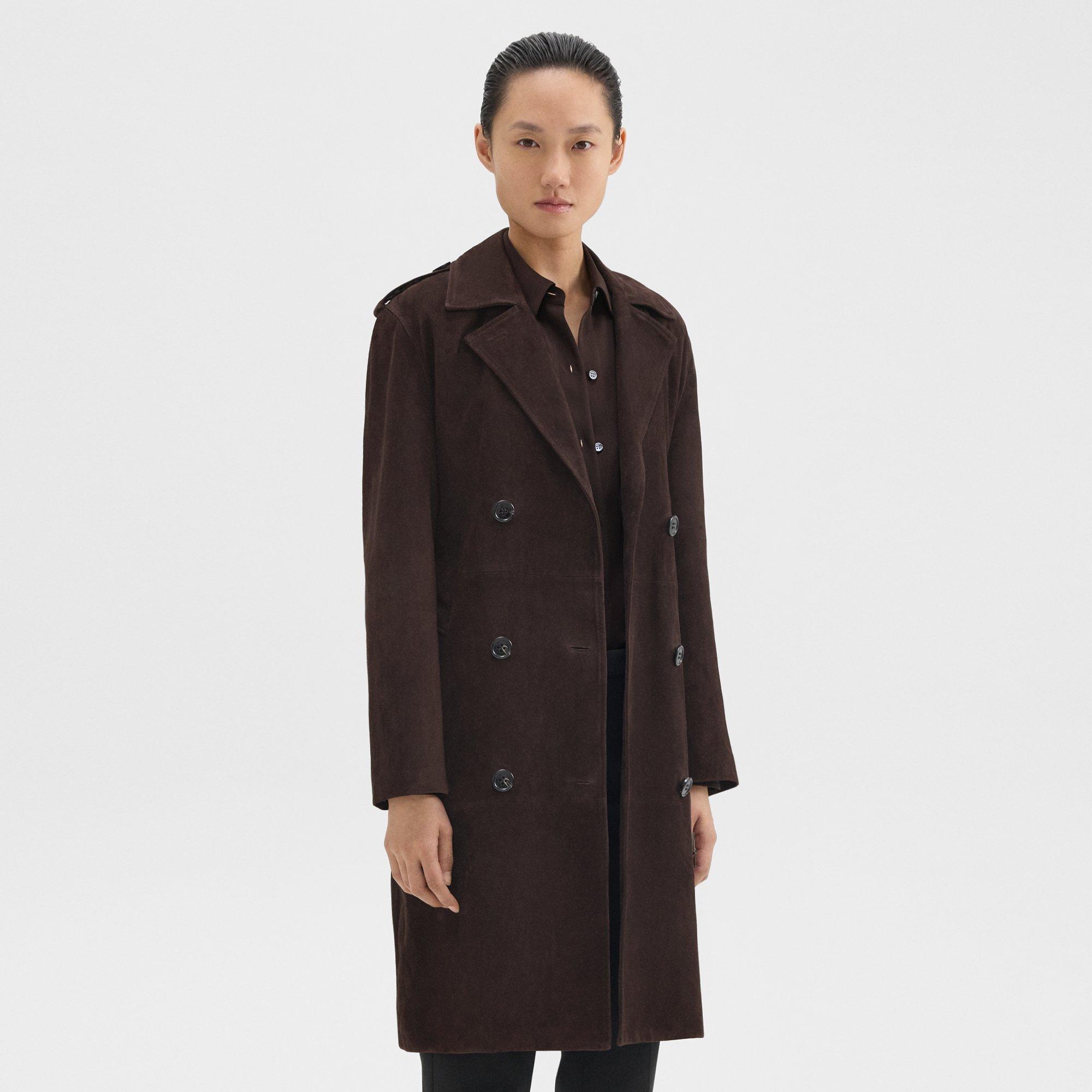 Utility-Trenchcoat aus Veloursleder