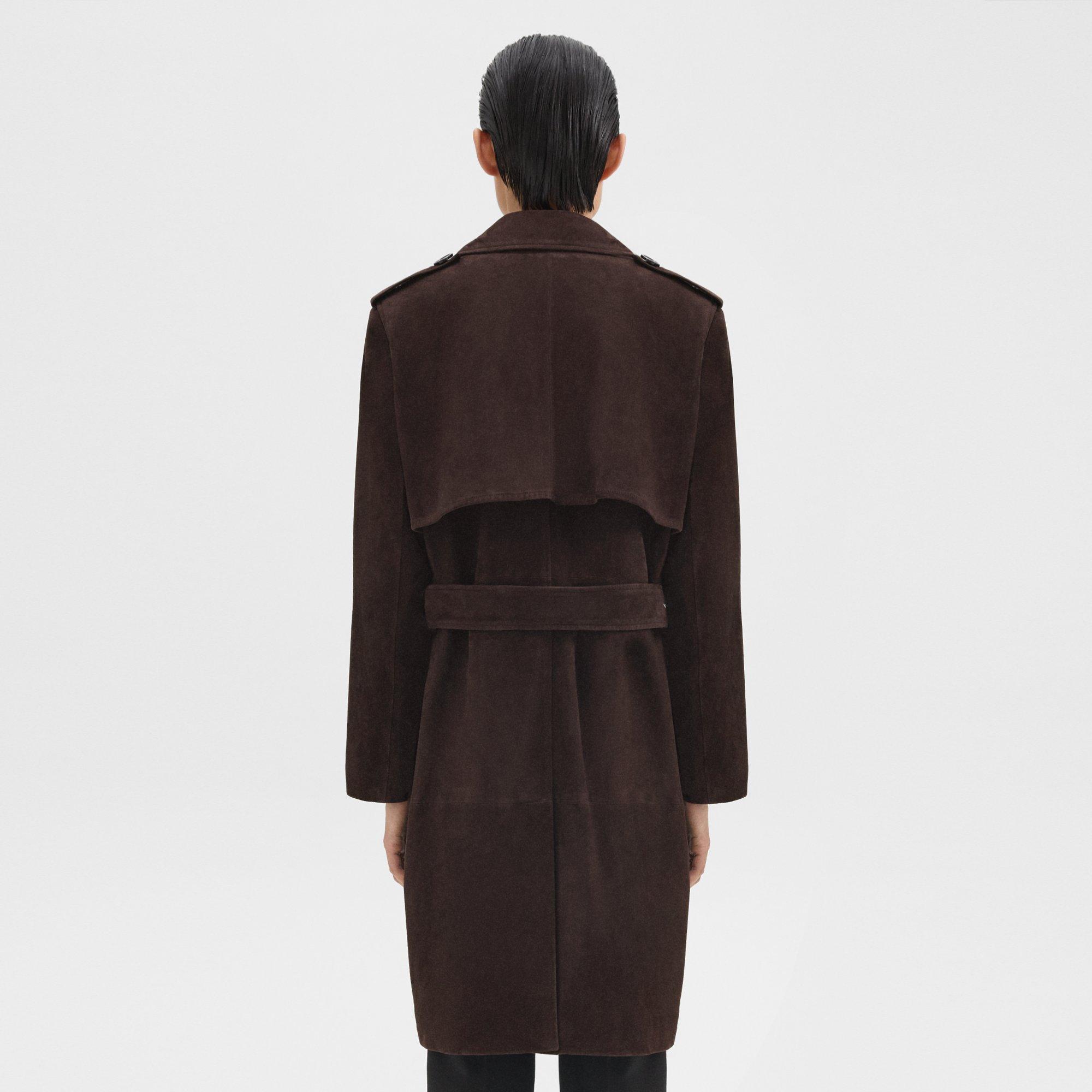 Utility-Trenchcoat aus Veloursleder