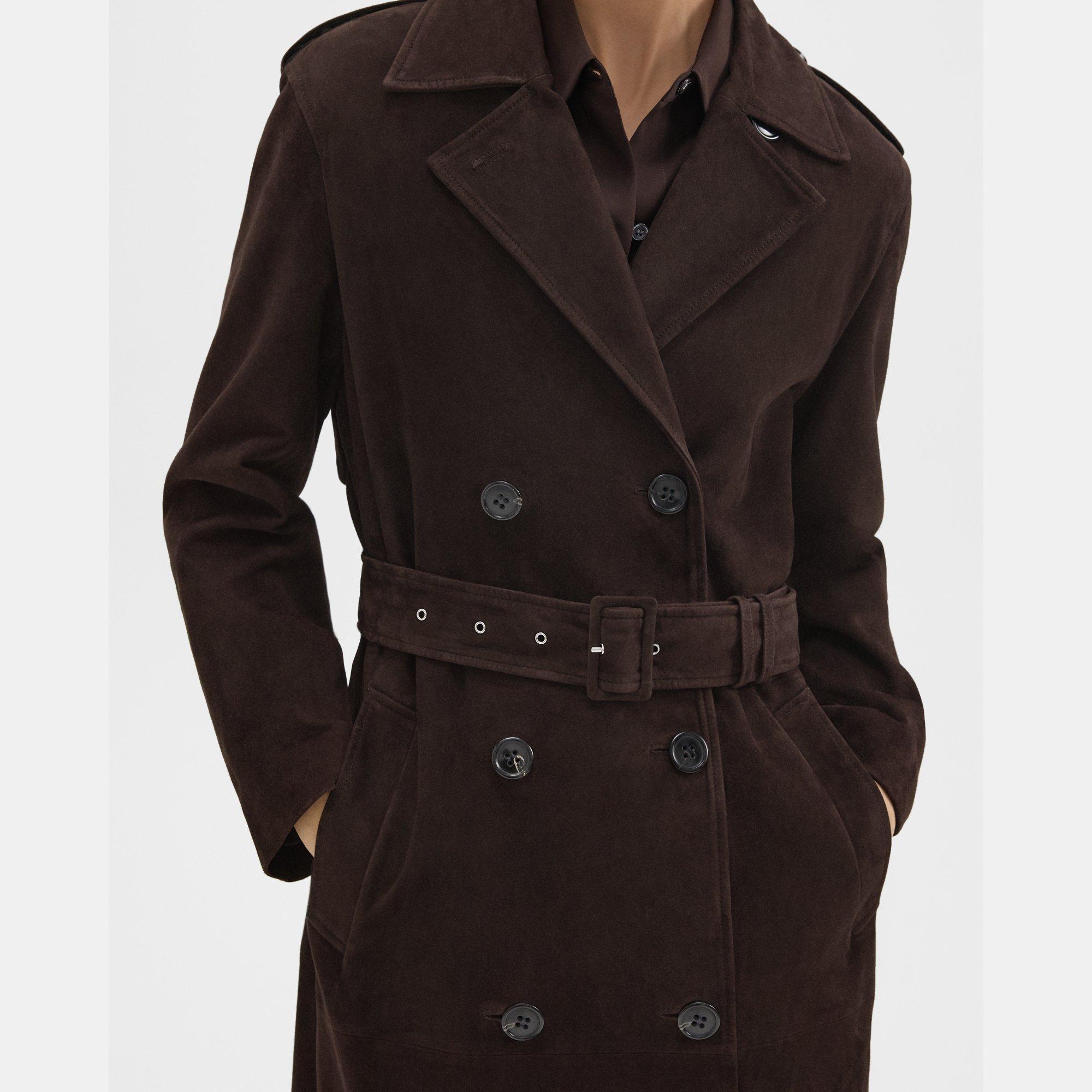 Utility-Trenchcoat aus Veloursleder