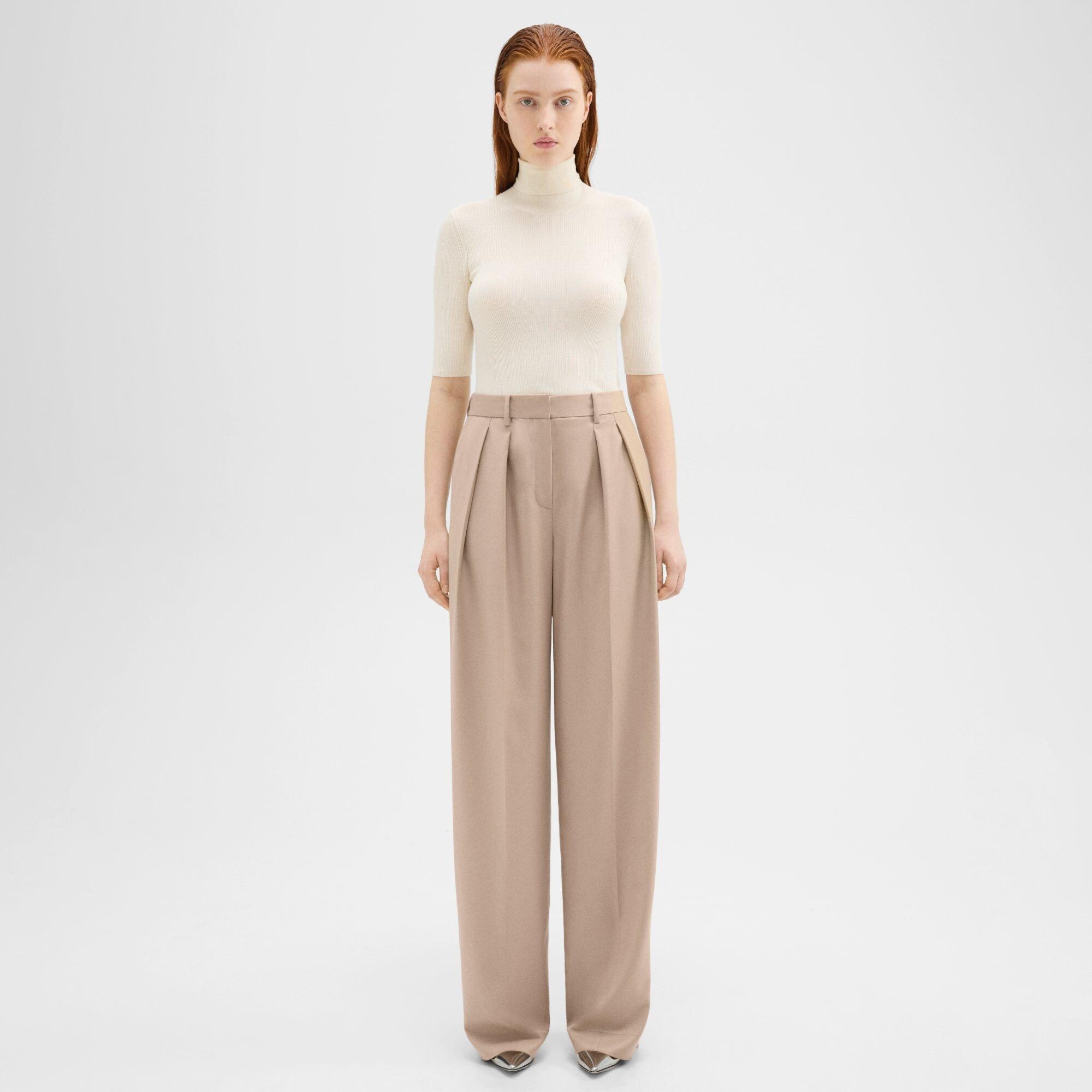 Sleek Flannel Double Pleat Pant | Theory