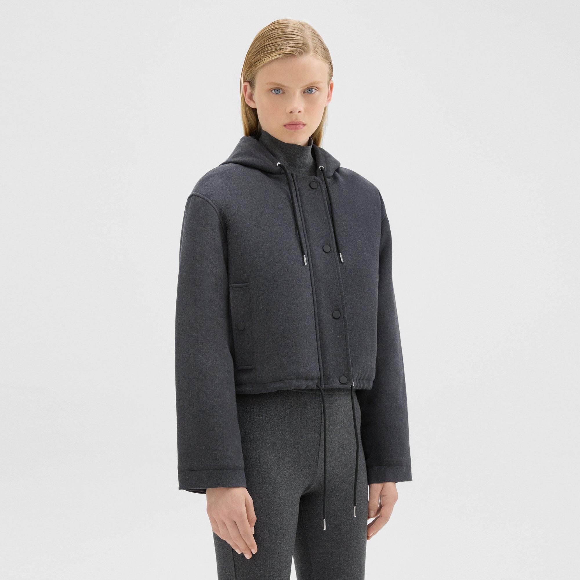 Cropped Parka in Double-Face Wool Flannel