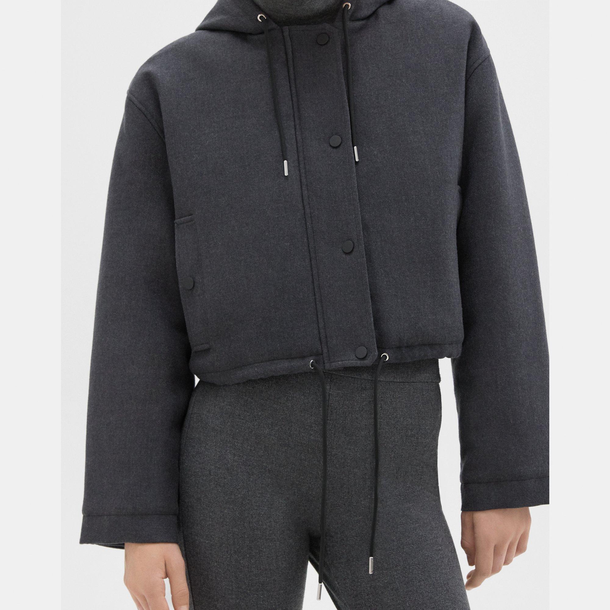 Cropped Parka in Double-Face Wool Flannel