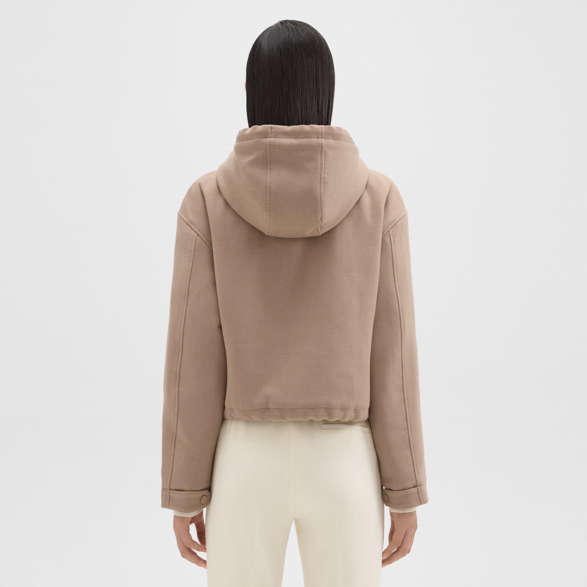 Cropped Parka in Double-Face Wool Flannel