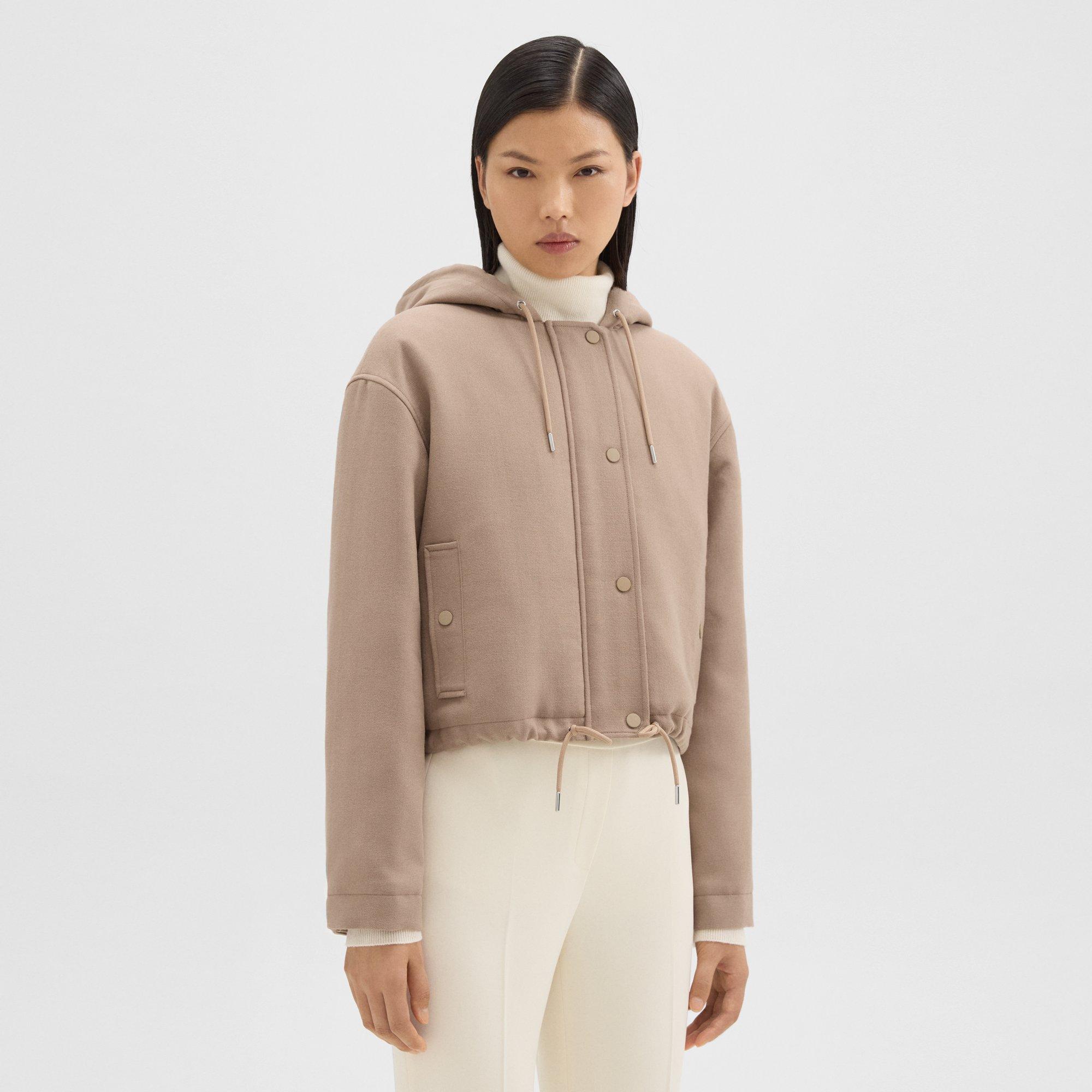 Cropped Parka in Double-Face Wool Flannel