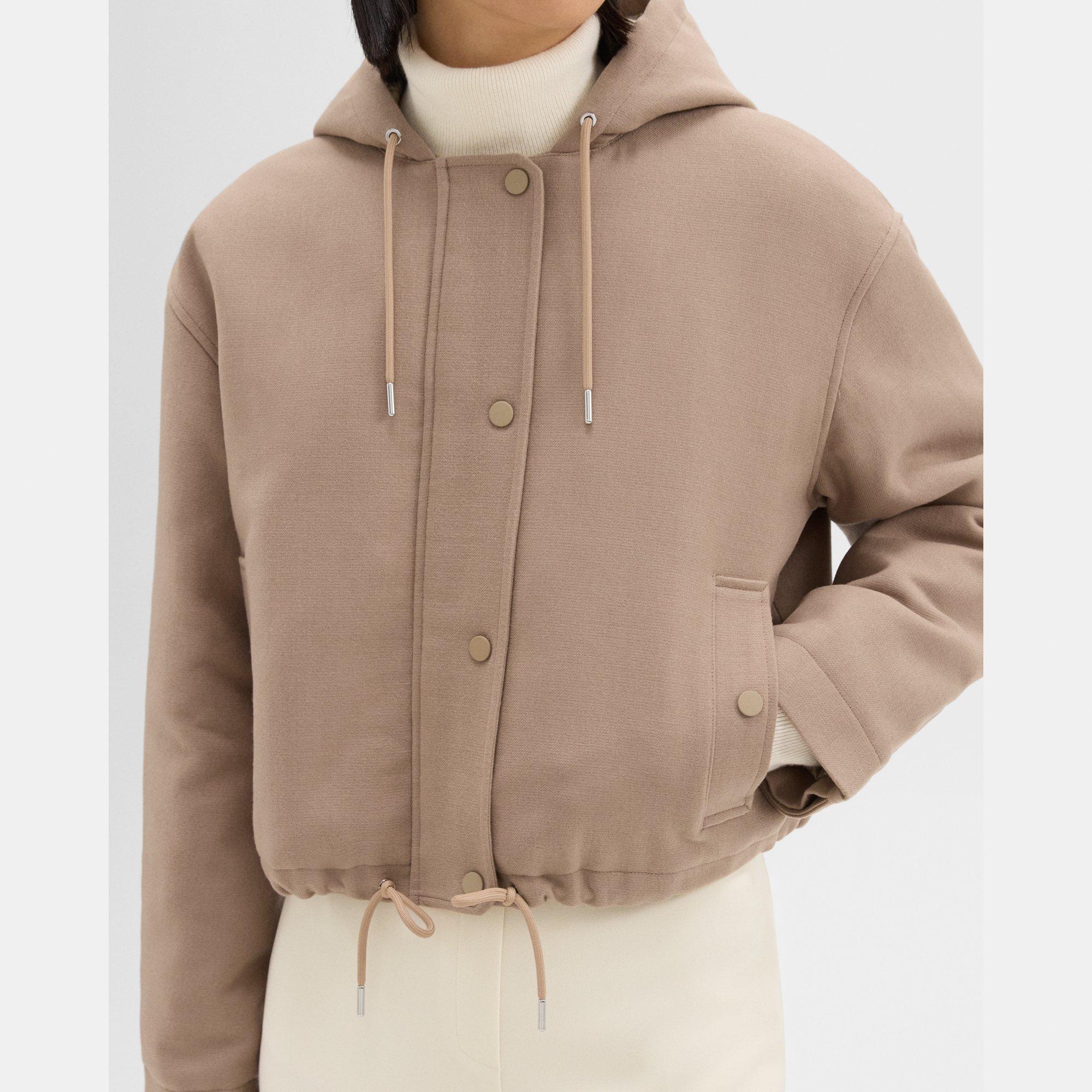 Cropped Parka in Double-Face Wool Flannel