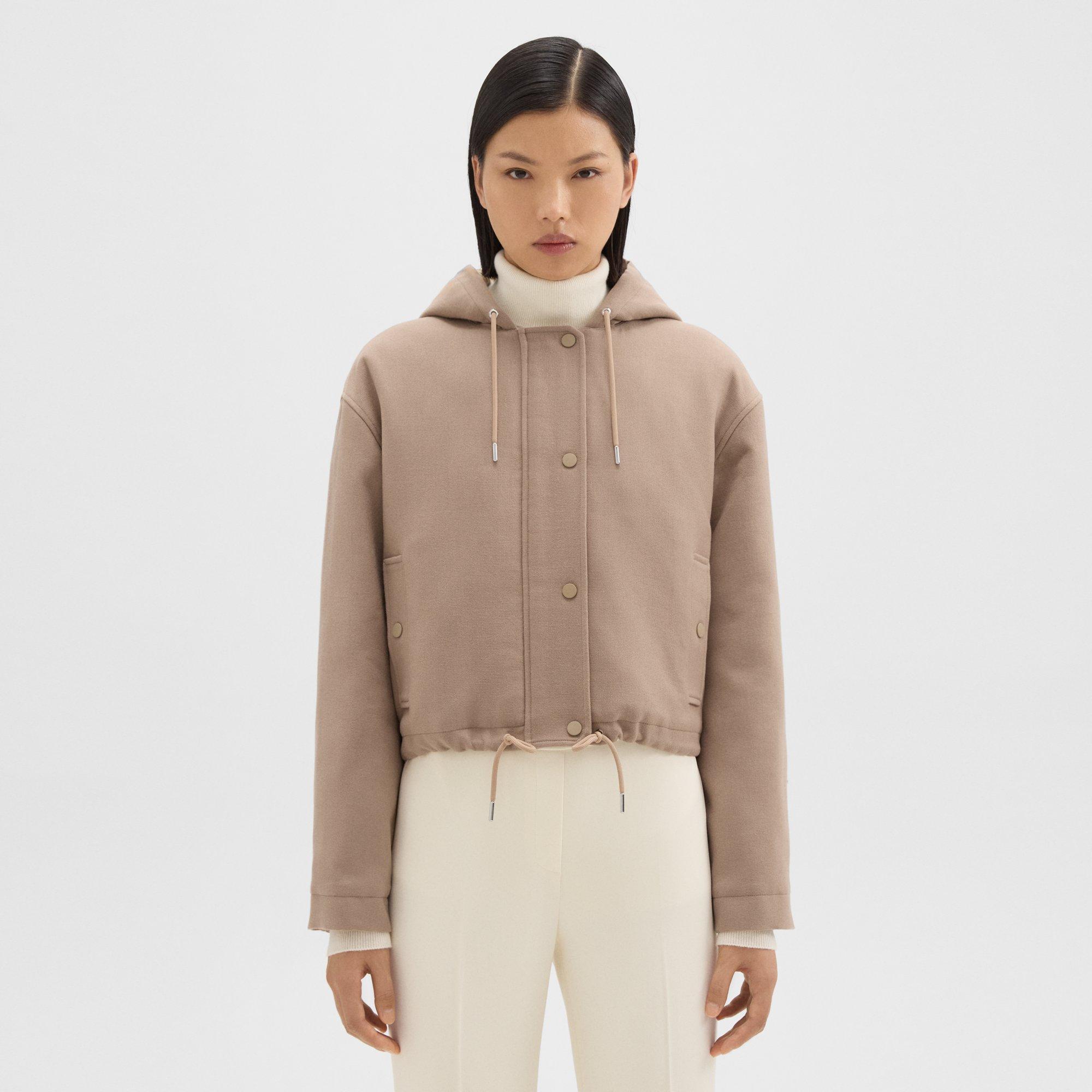 Cropped Parka in Double-Face Wool Flannel