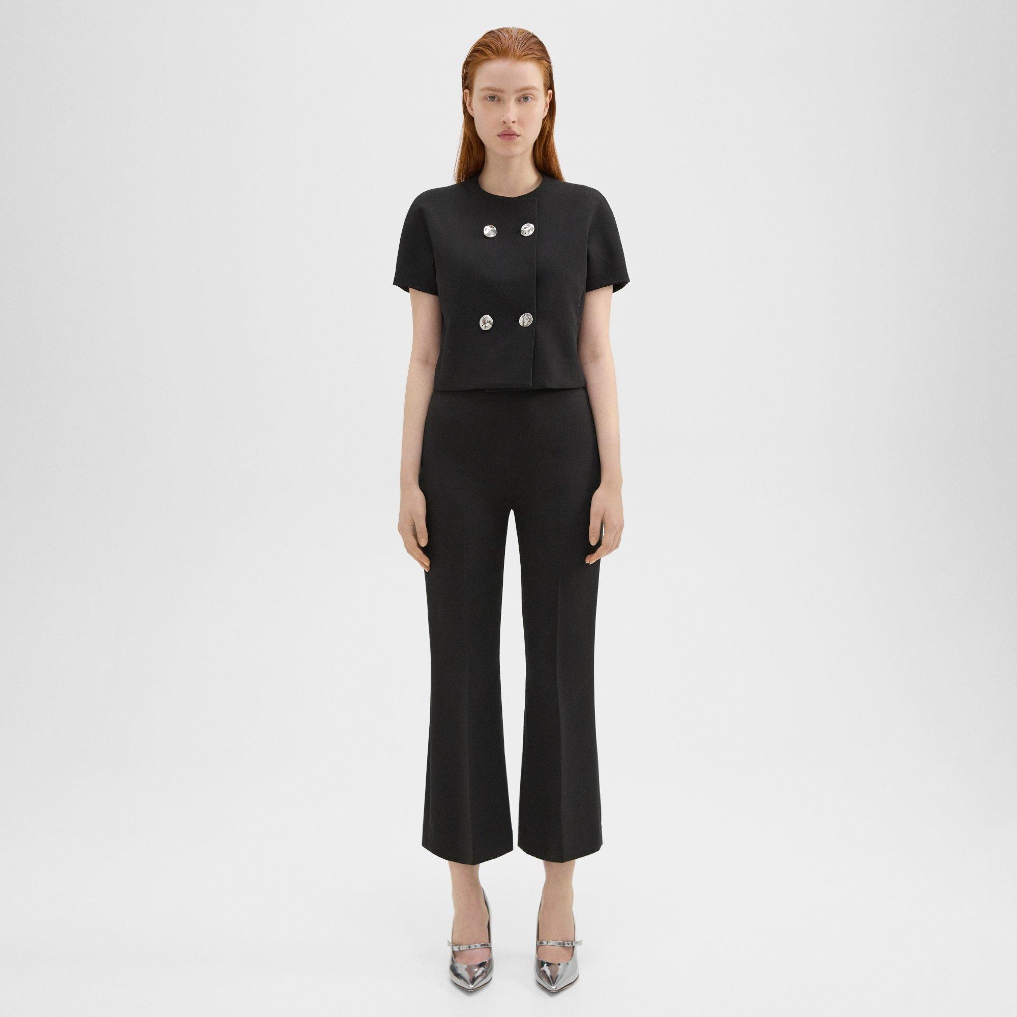 Theory Cropped Kick Pant in Double Weave