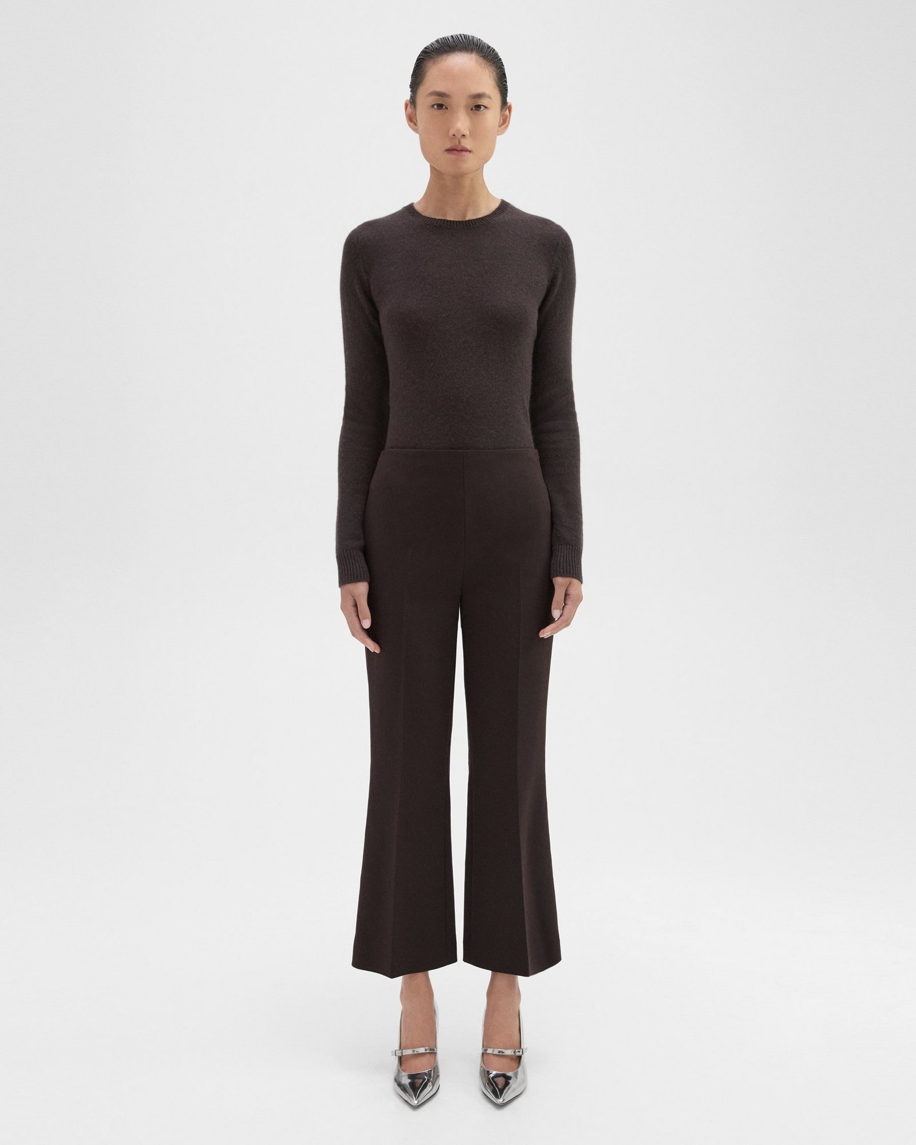 Theory Cropped Kick Pant in Double Weave