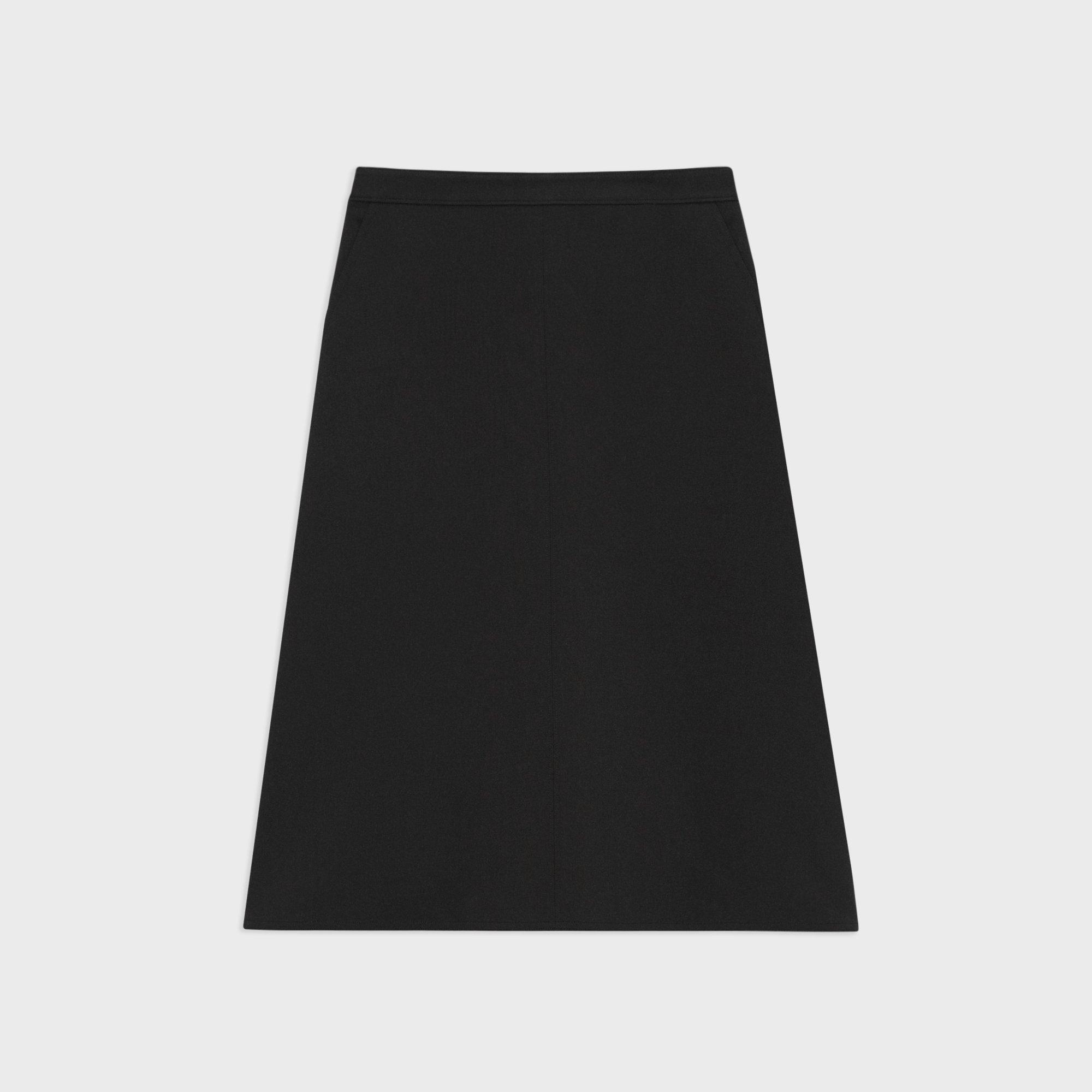 Flared Midi Skirt in Double Weave