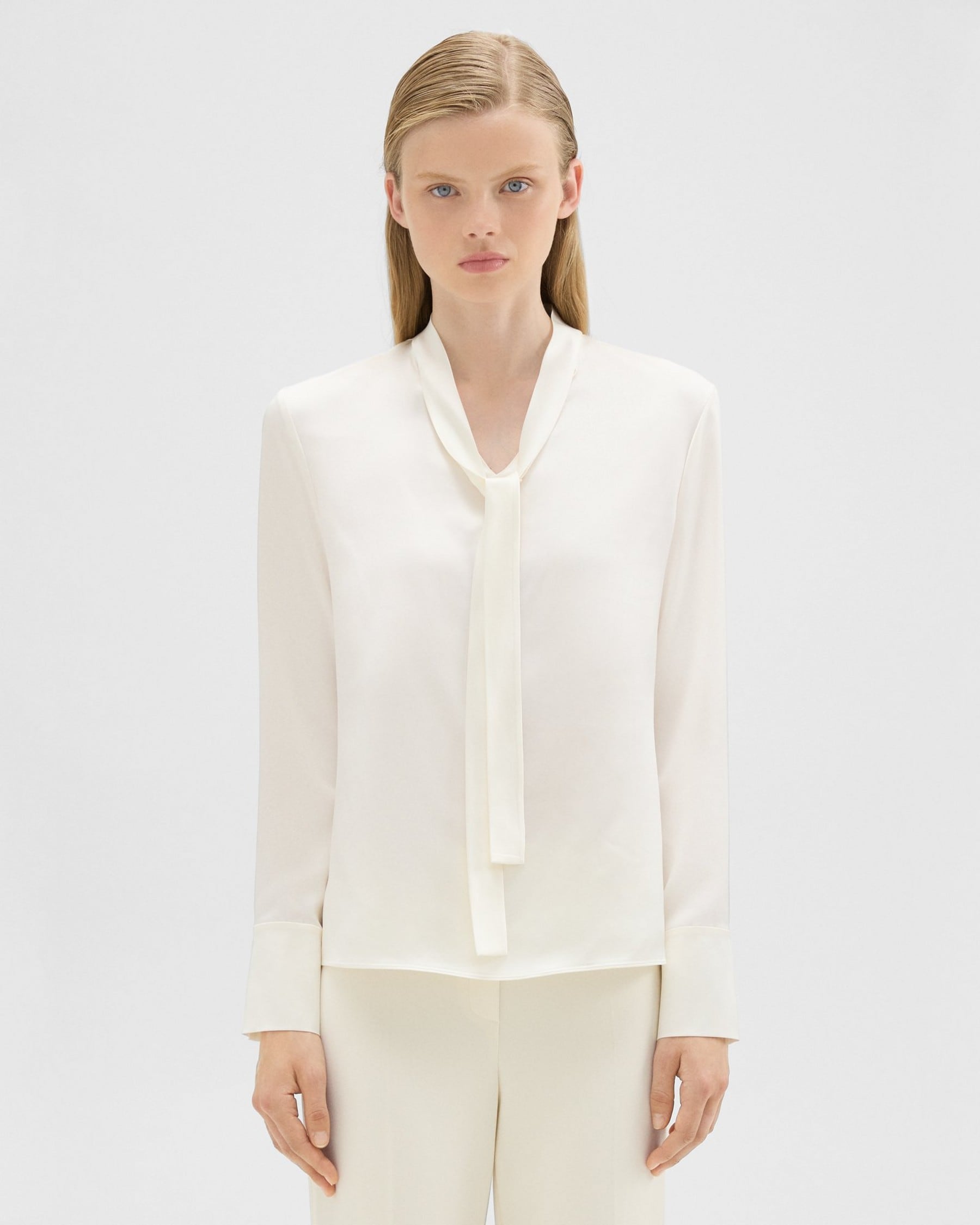 Theory Tie Neck Blouse in Satin