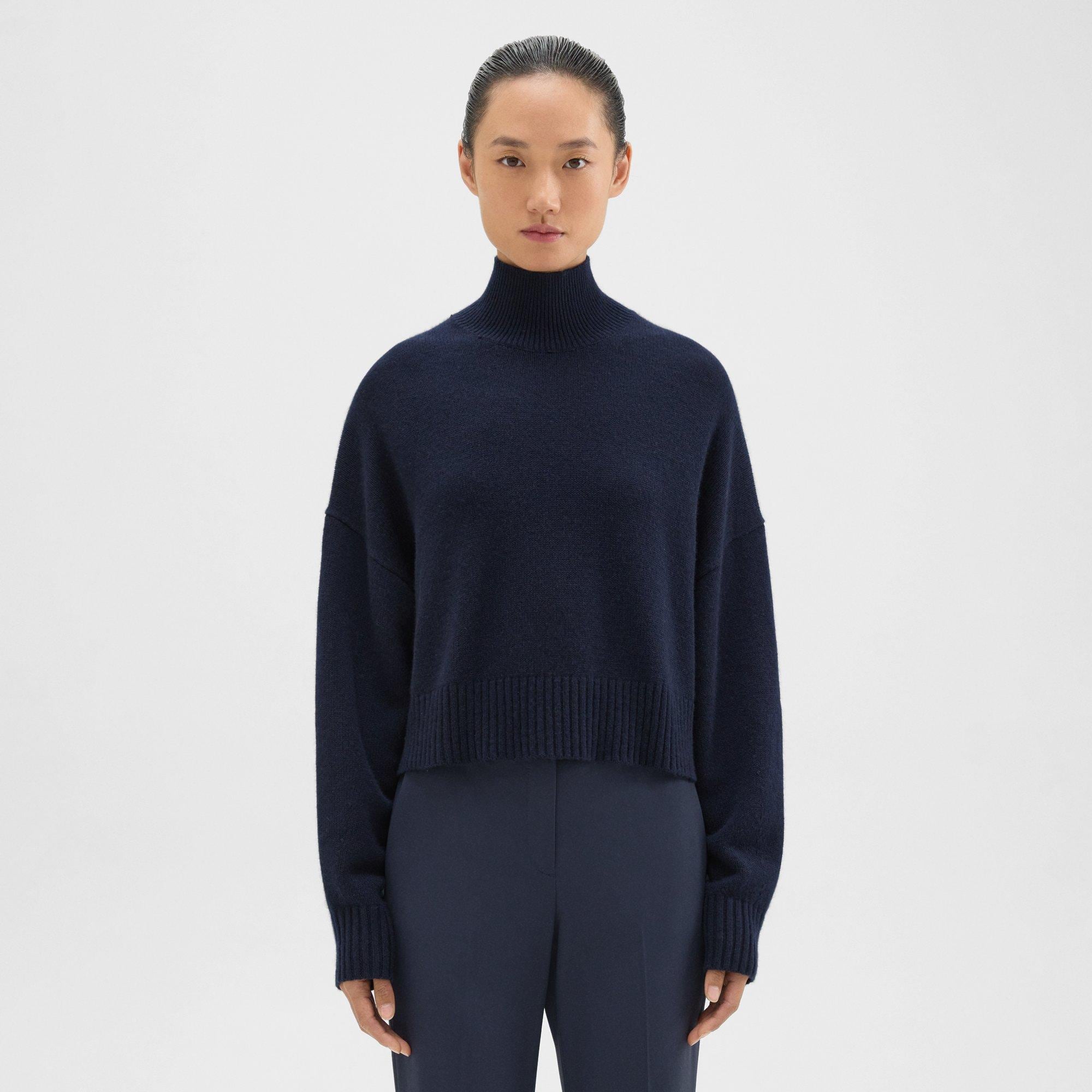 Theory Cropped Turtleneck in Cashmere