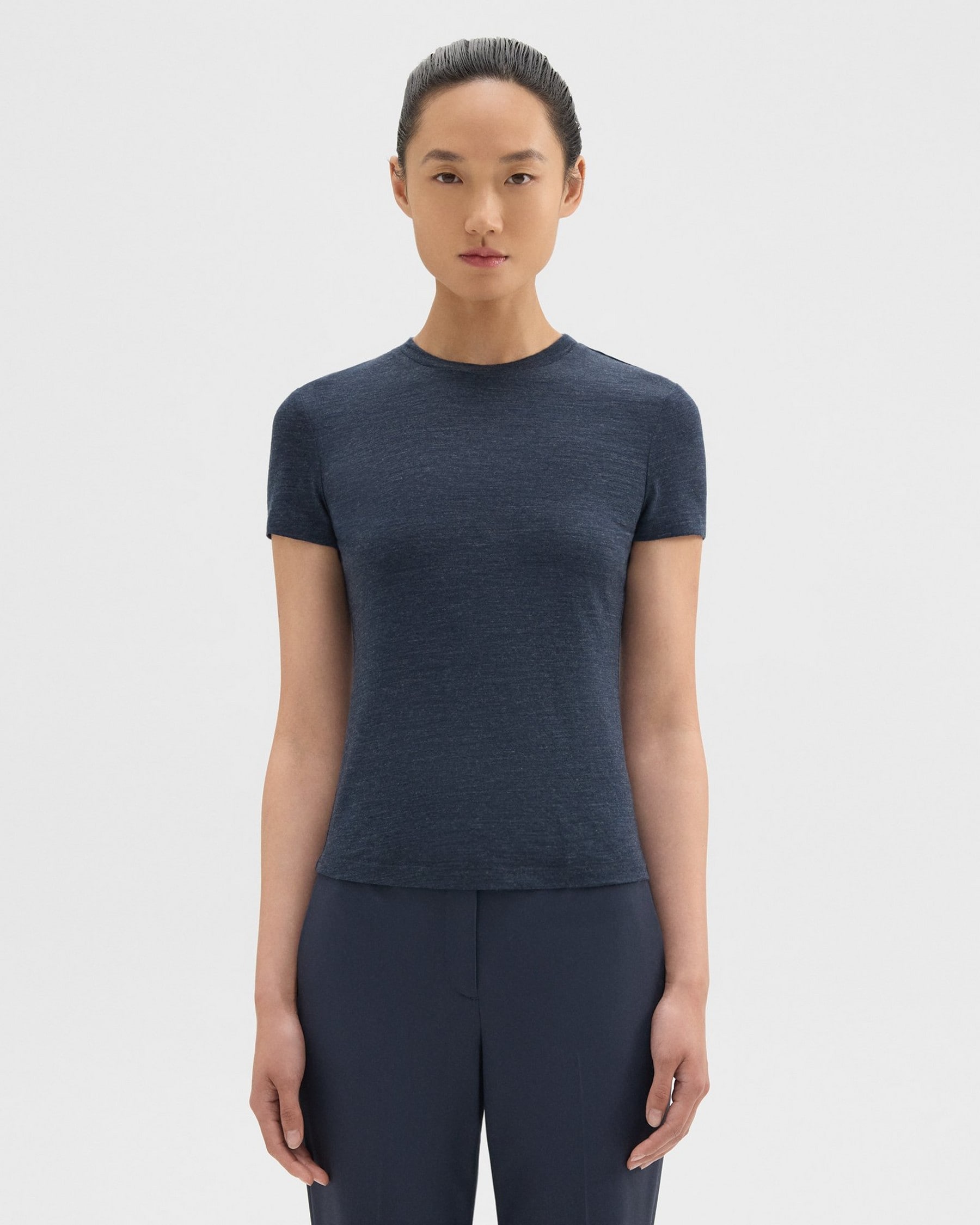 Theory Tiny Tee in Melange Wool Jersey
