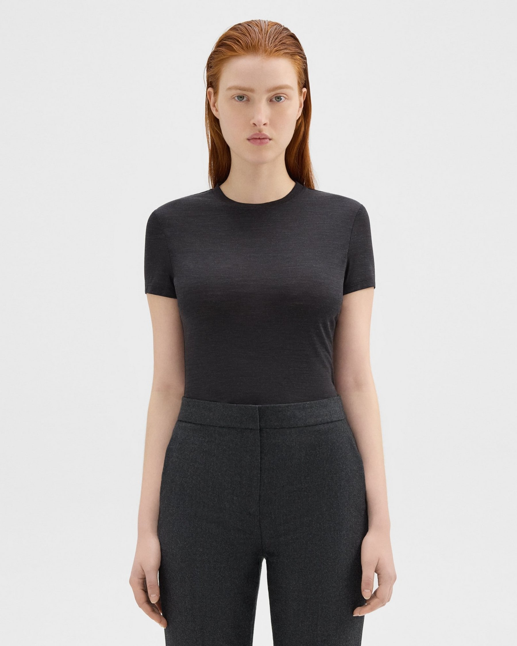 Theory Tiny Tee in Melange Wool Jersey