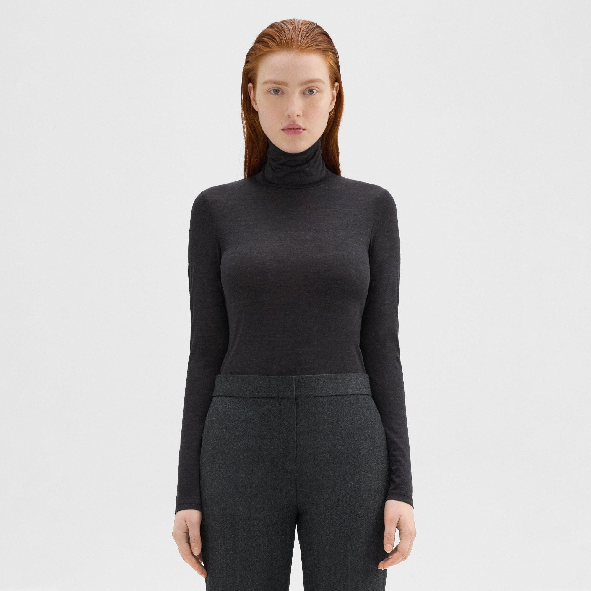 Theory Turtleneck Tee in Melange Wool Jersey