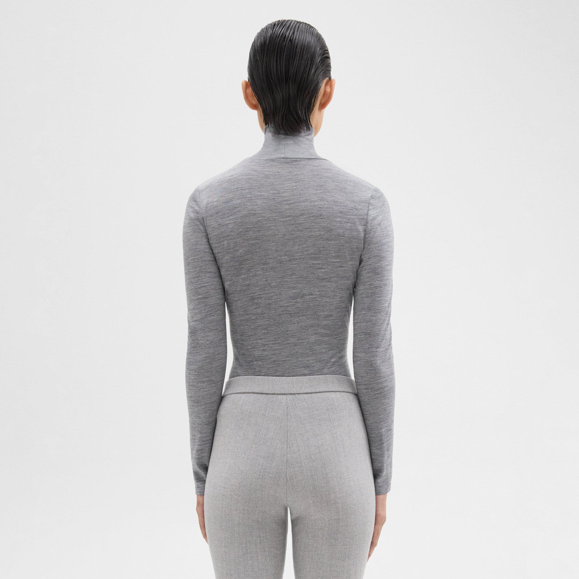 Turtleneck Tee in Mélange Wool Jersey