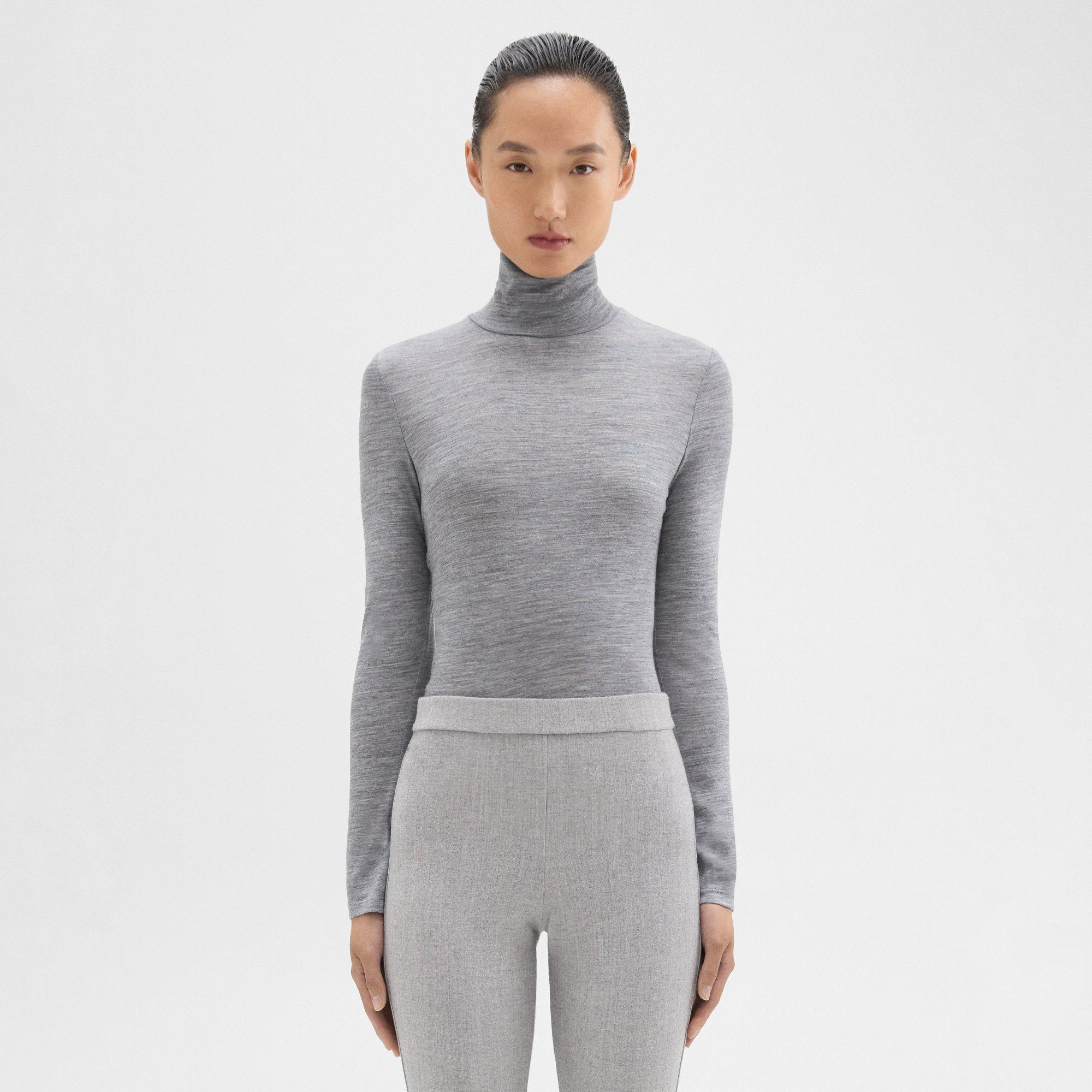 Theory Turtleneck Tee in Melange Wool Jersey