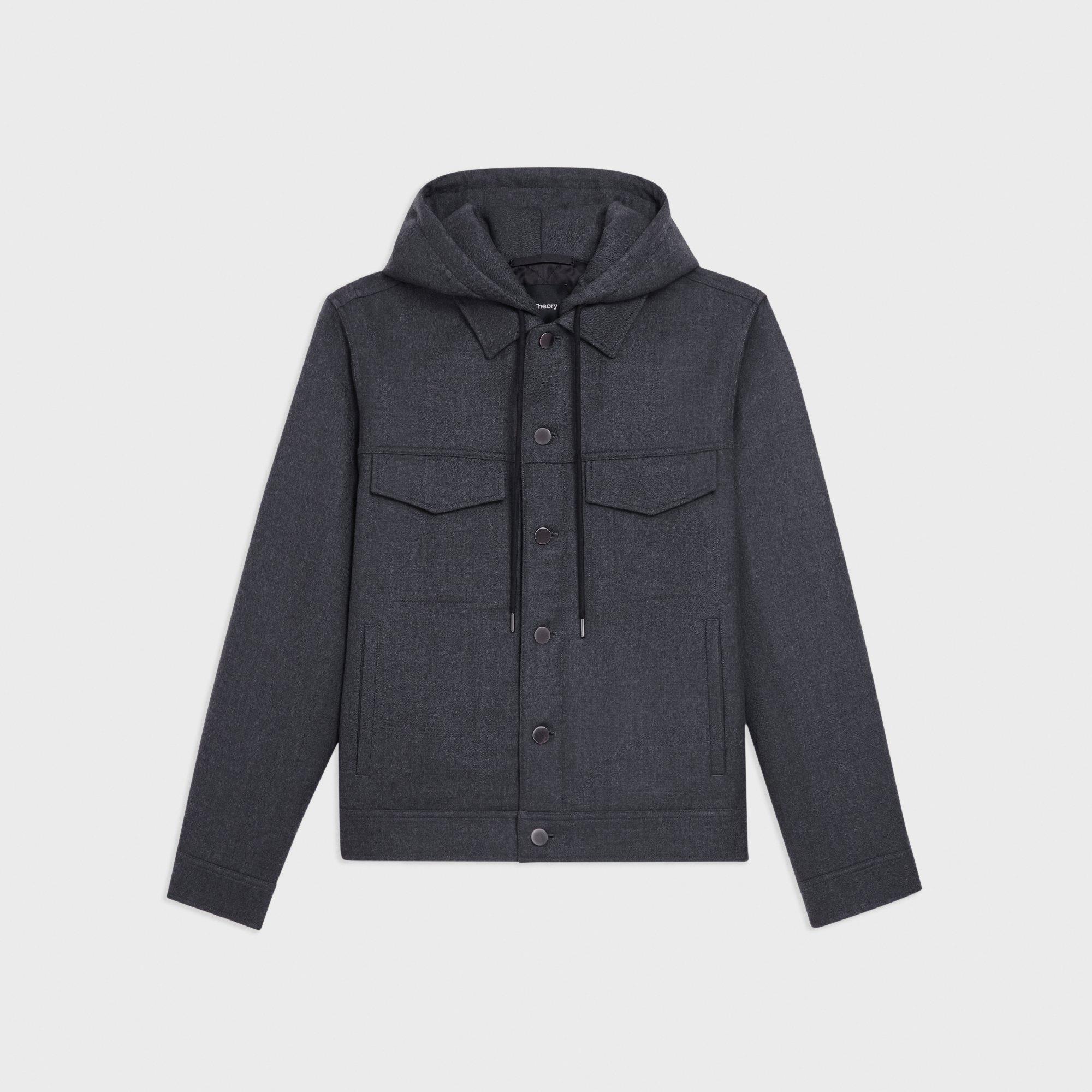 Damien Hooded Jacket in Double-Face Wool Flannel