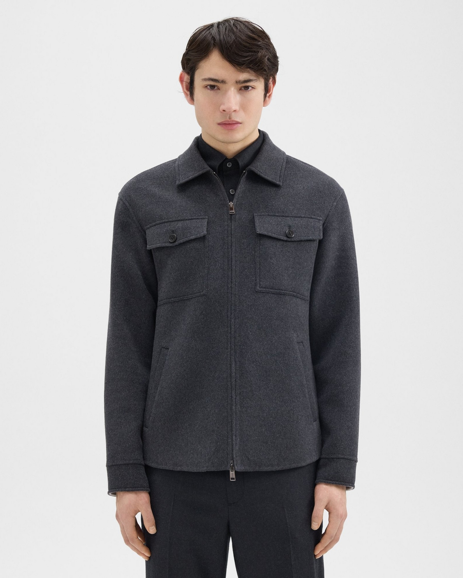 Theory Vena Shirt Jacket in Double-Face Wool-Cashmere