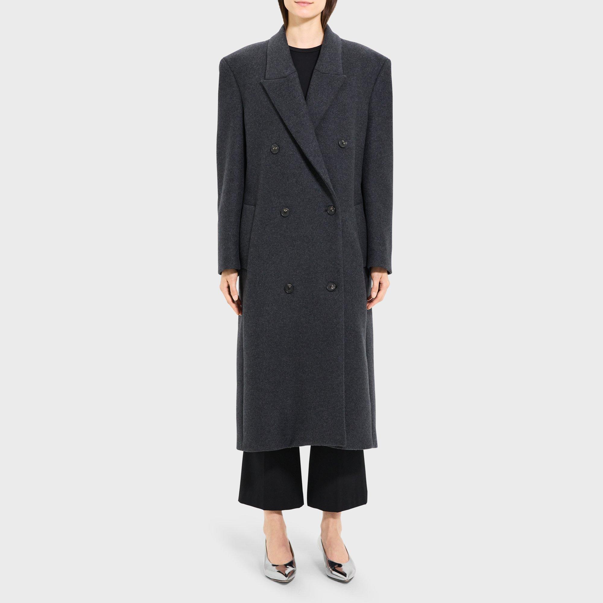 Recycled Wool-Blend Melton Double-Breasted Coat | Theory