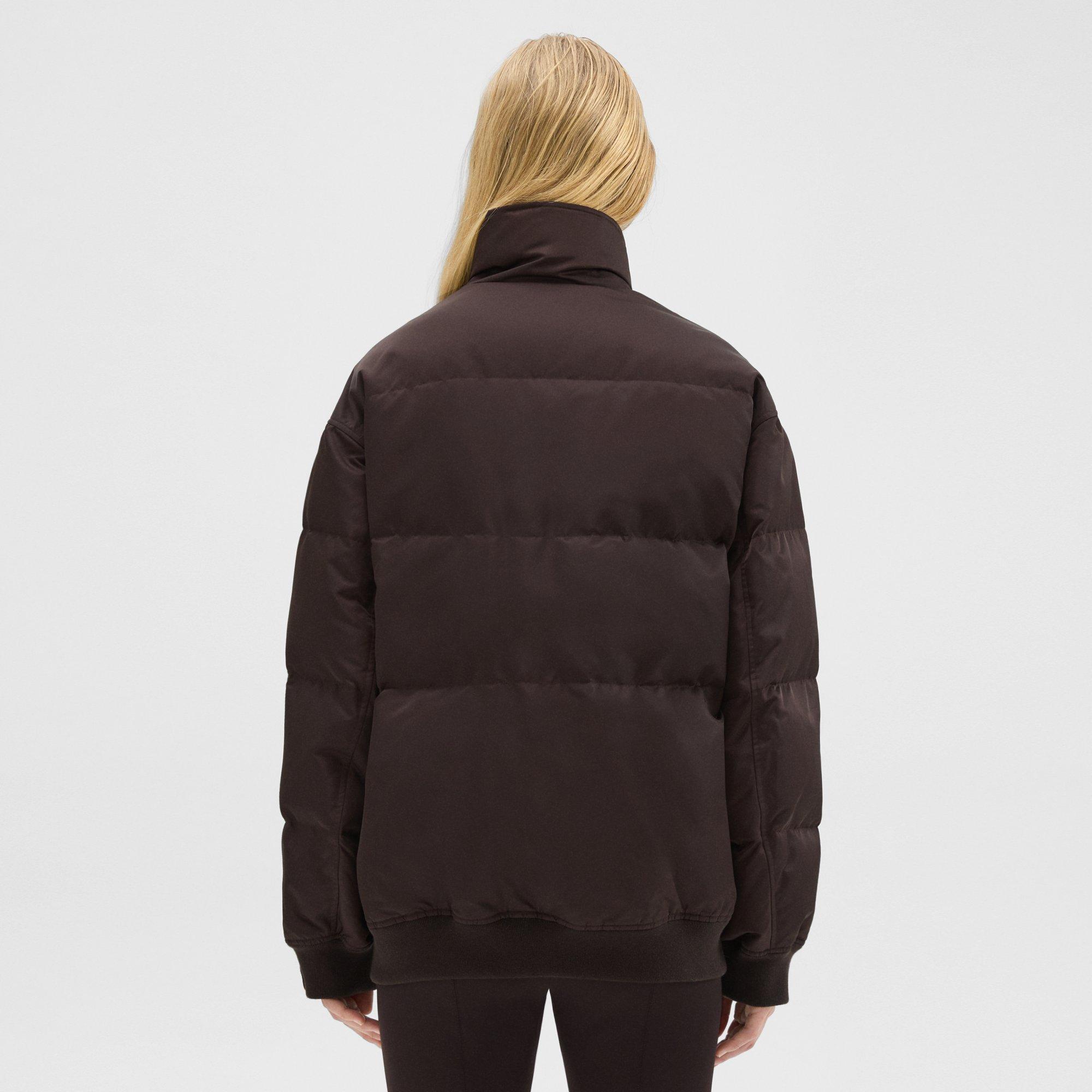 Black Toggle Cropped Oversized Puffer Jacket