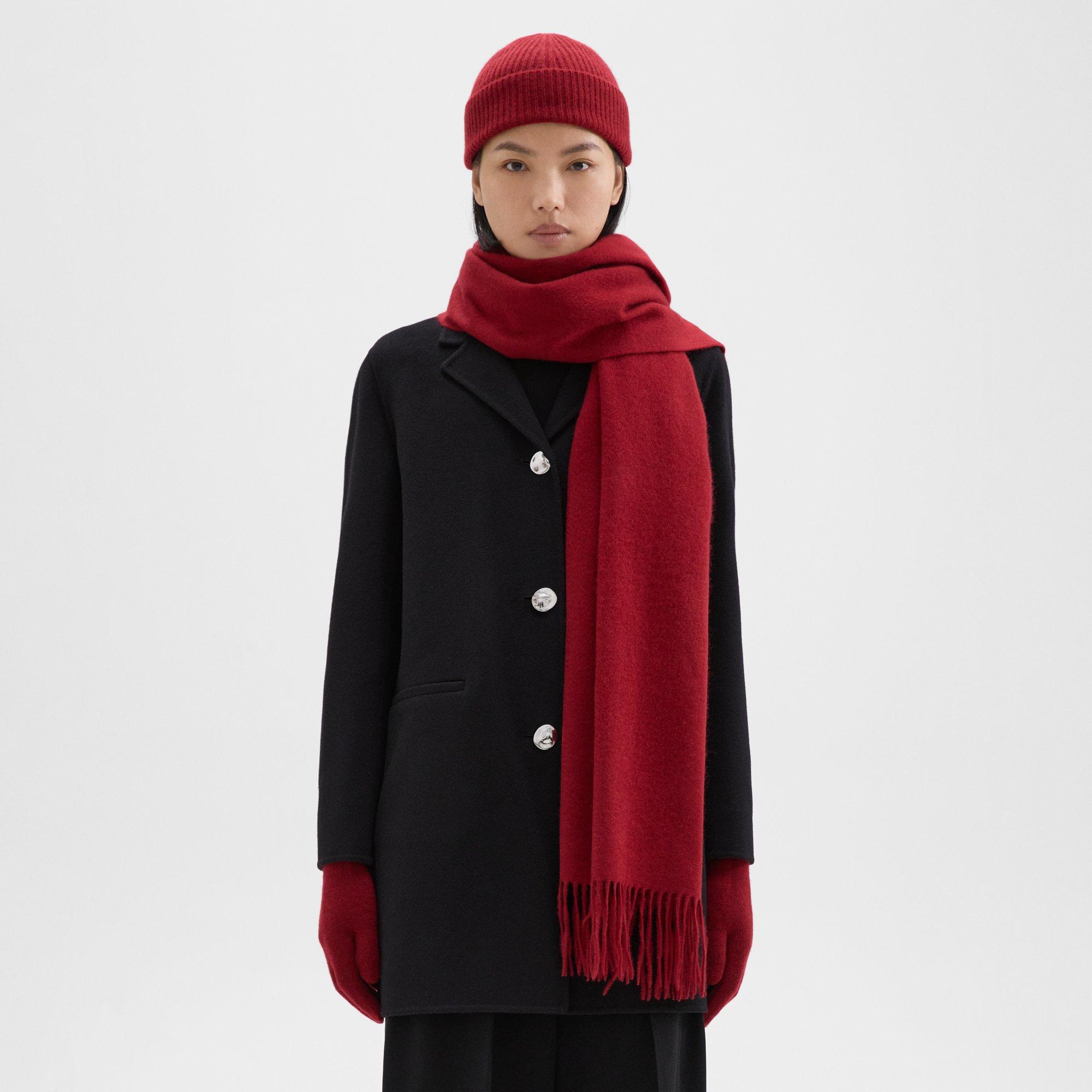 띠어리 Theory Scarf, Hat & Gloves Set in Cashmere,RED DAHLIA