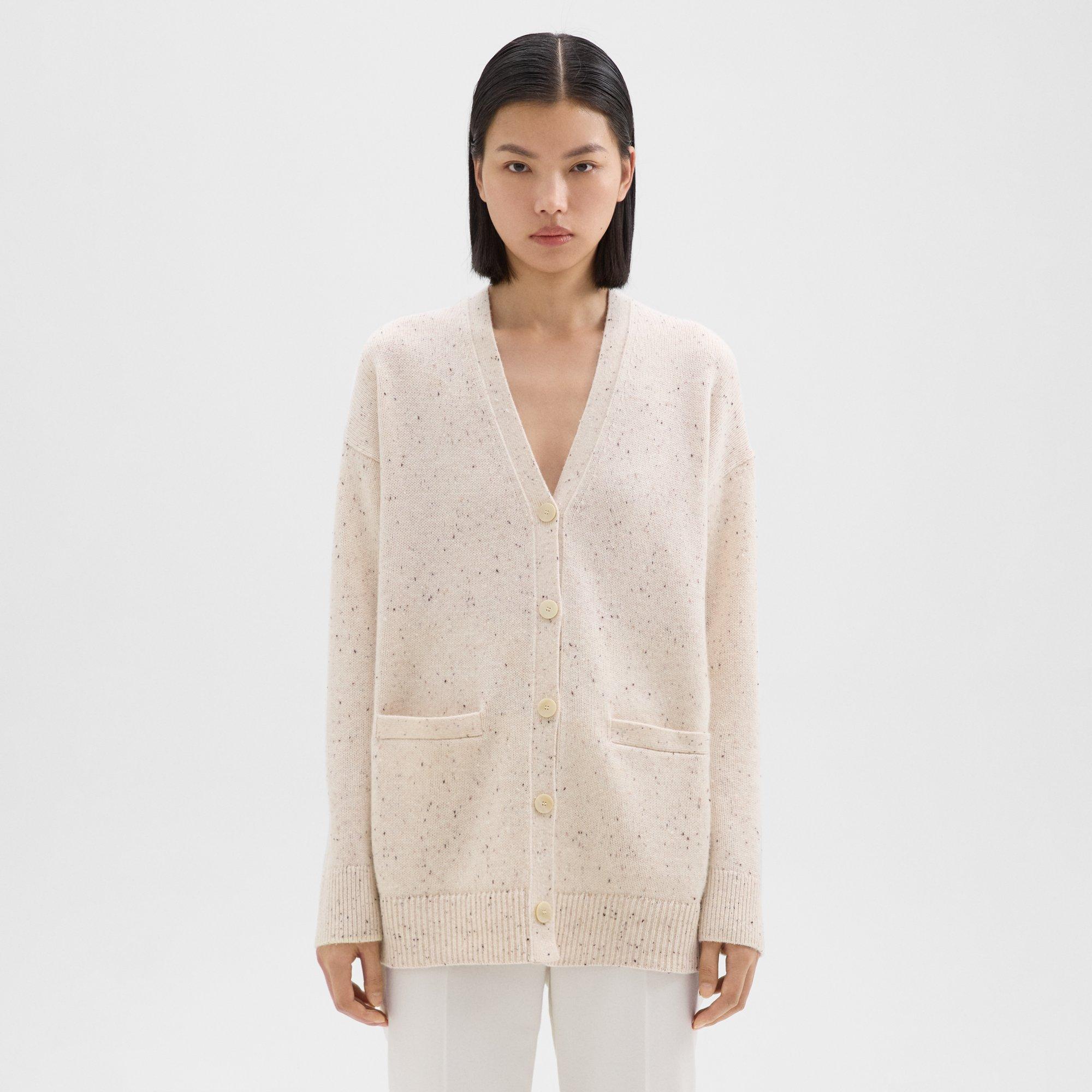 Theory Oversized Cardigan in Donegal Wool-Cashmere