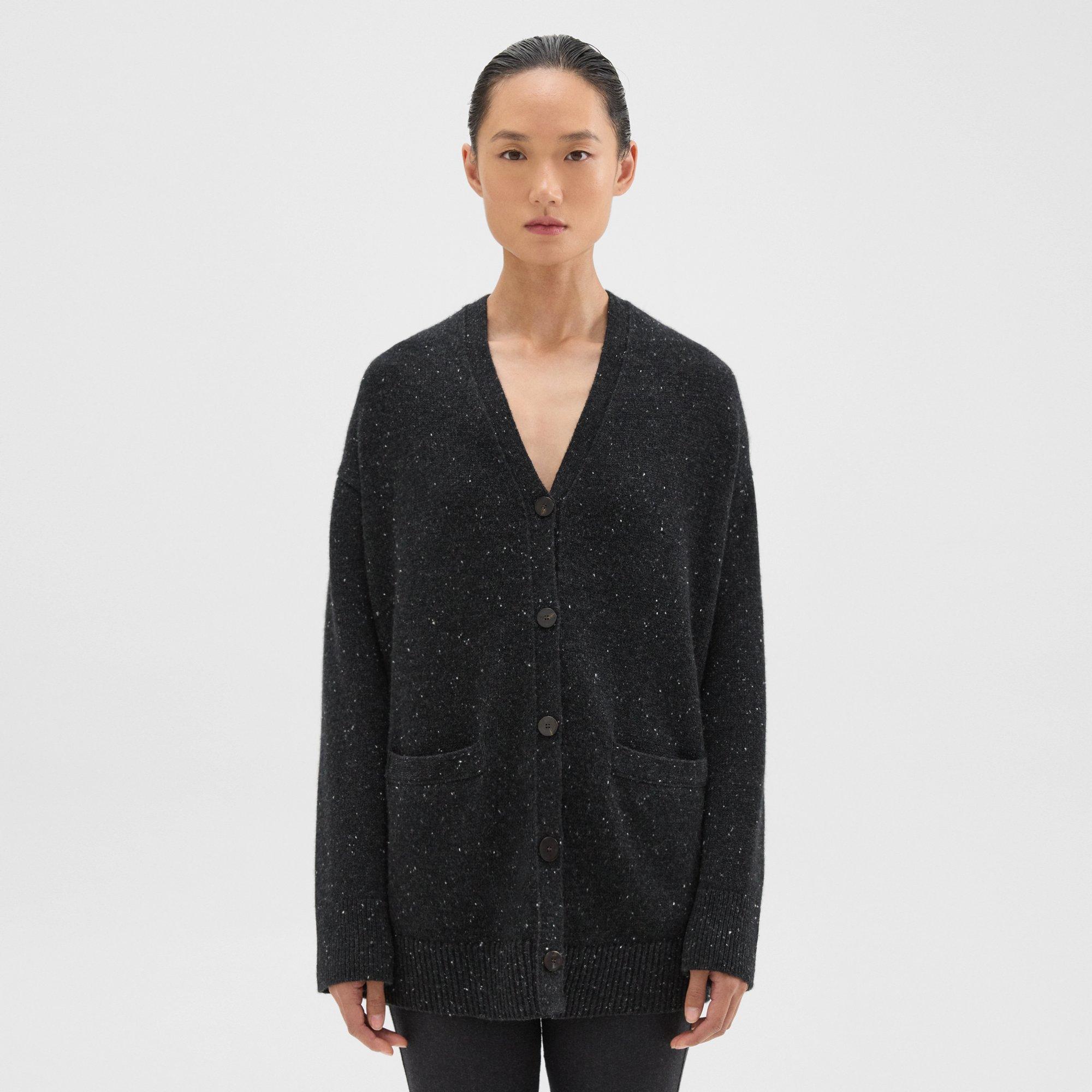 Theory Oversized Cardigan in Donegal Wool-Cashmere