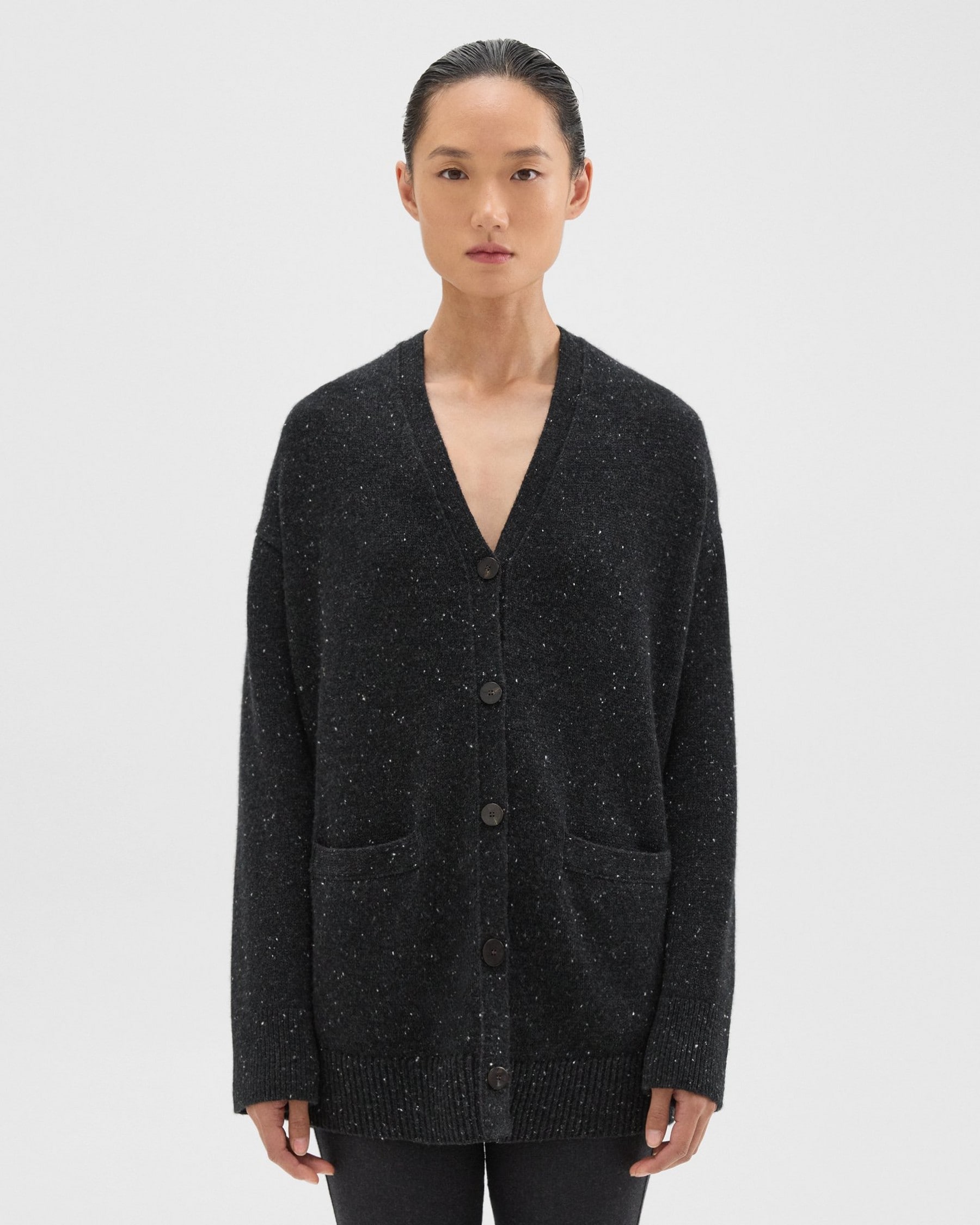 Theory Oversized Cardigan in Donegal Wool-Cashmere