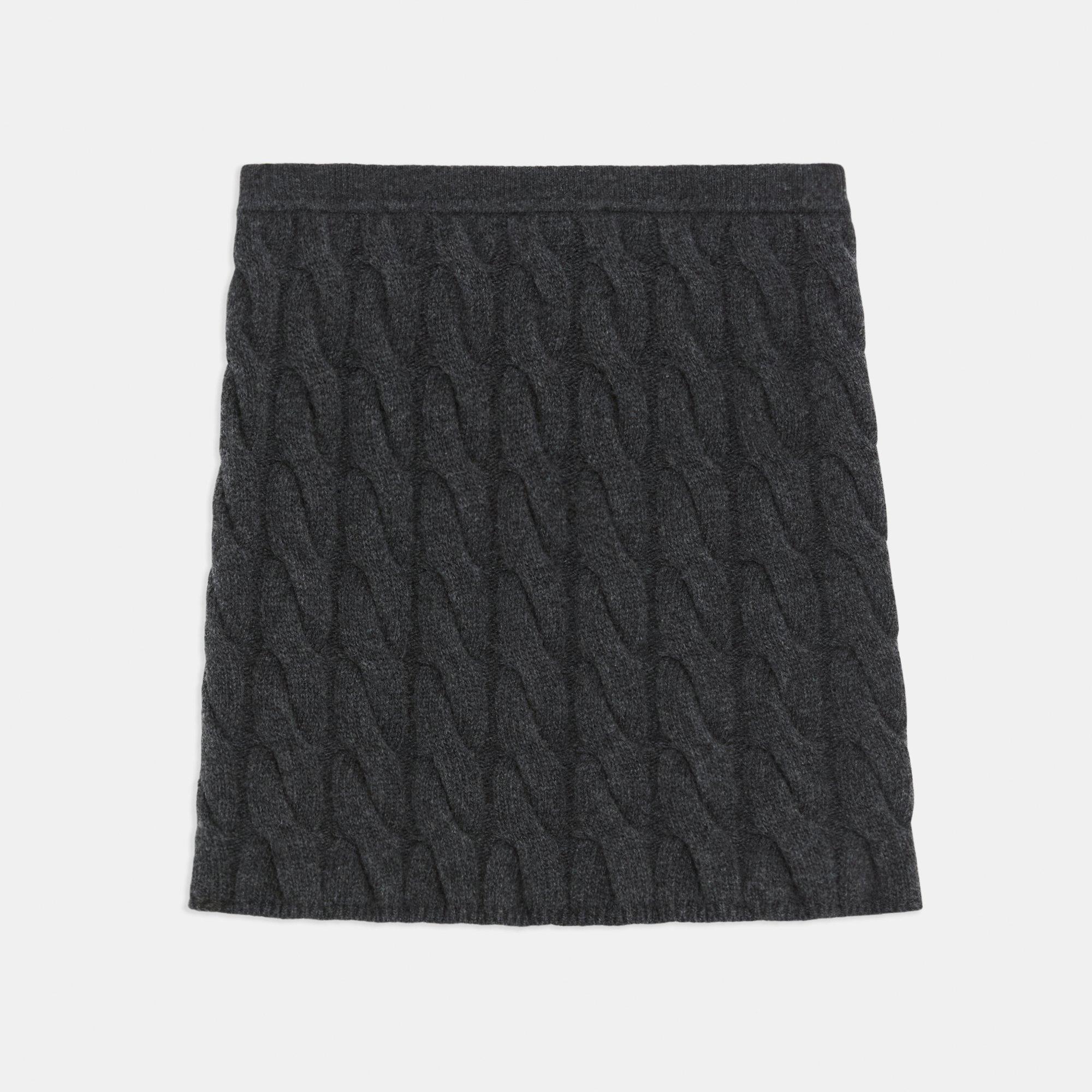 Cable Knit Mini Skirt in Felted Wool-Cashmere