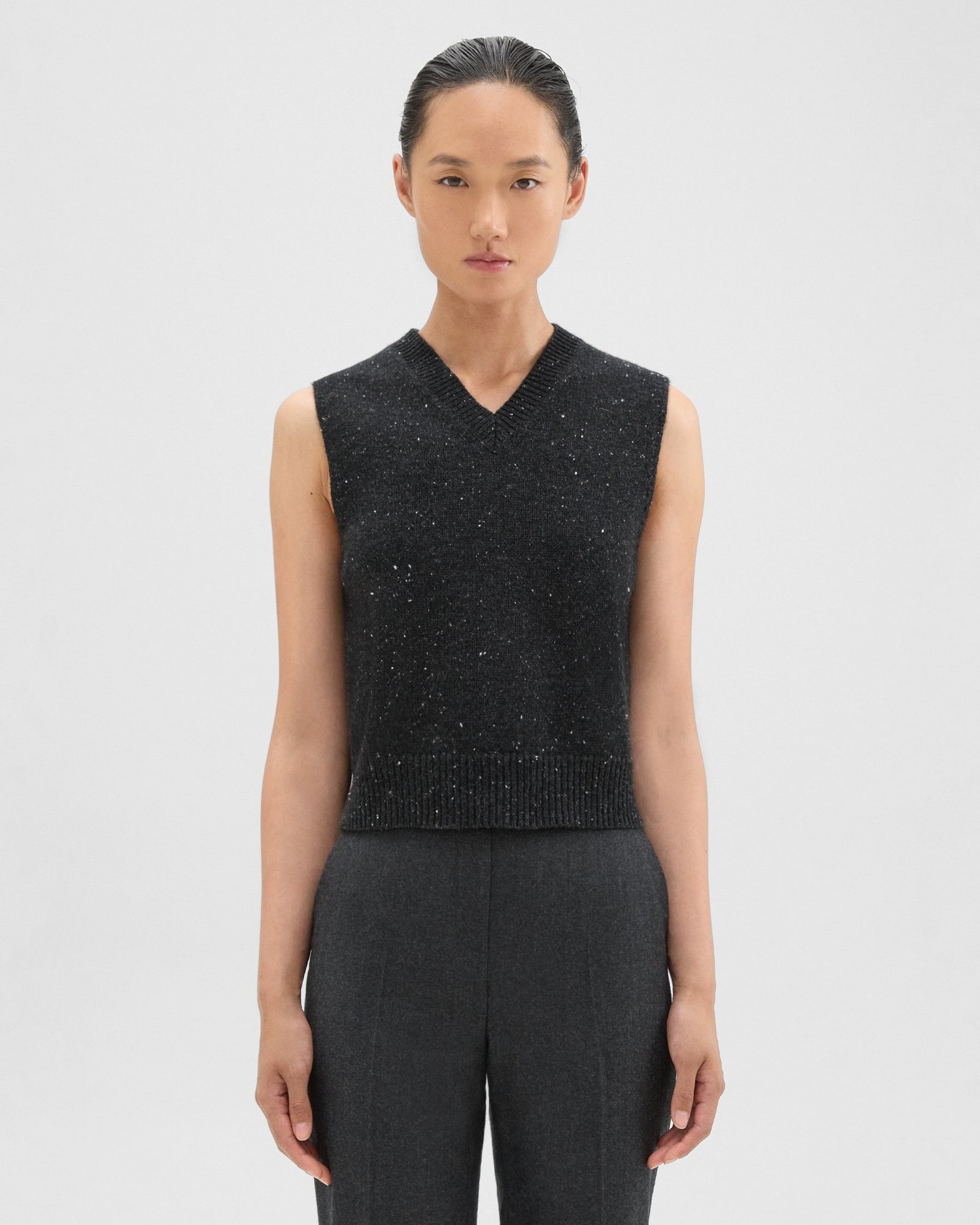 Theory Shrunken Sweater Vest in Donegal Wool-Cashmere