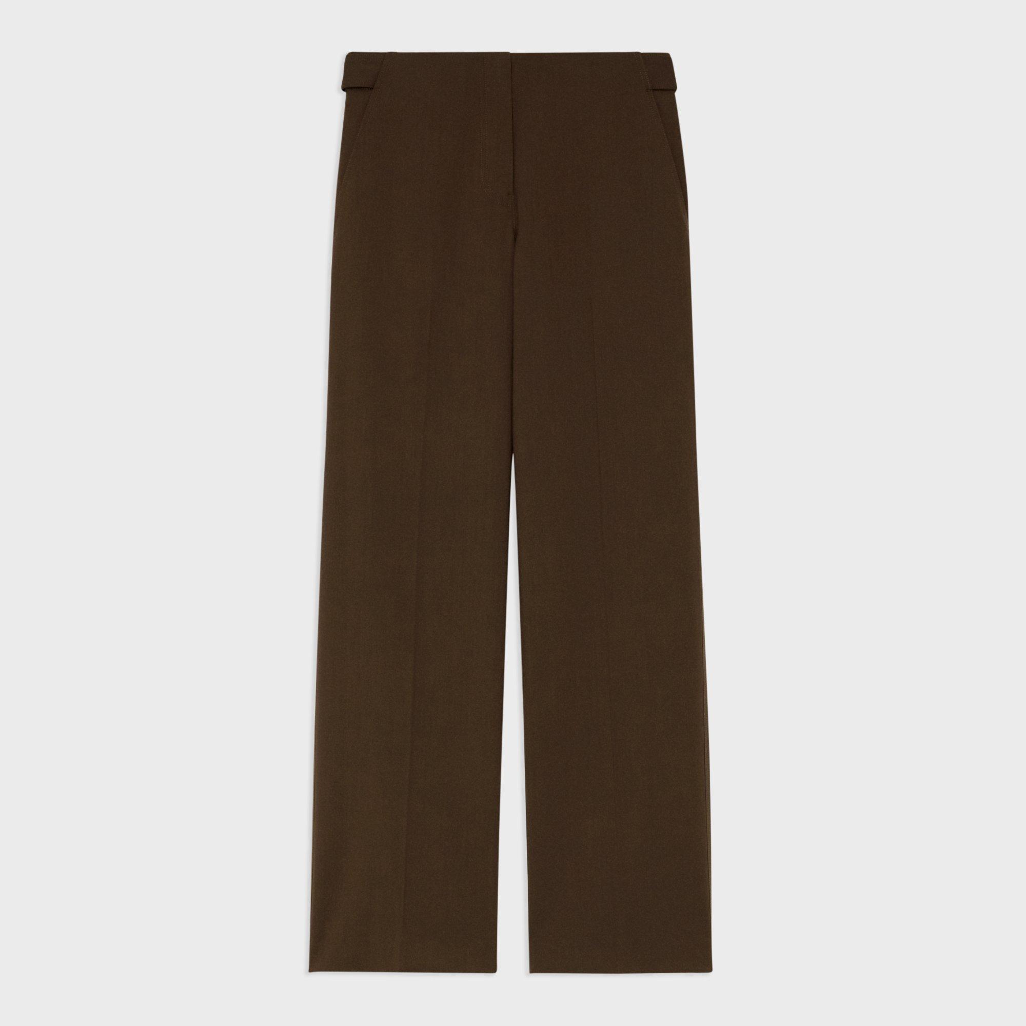 Verstellbare Hose mit weitem Bein aus Woll-Gabardine