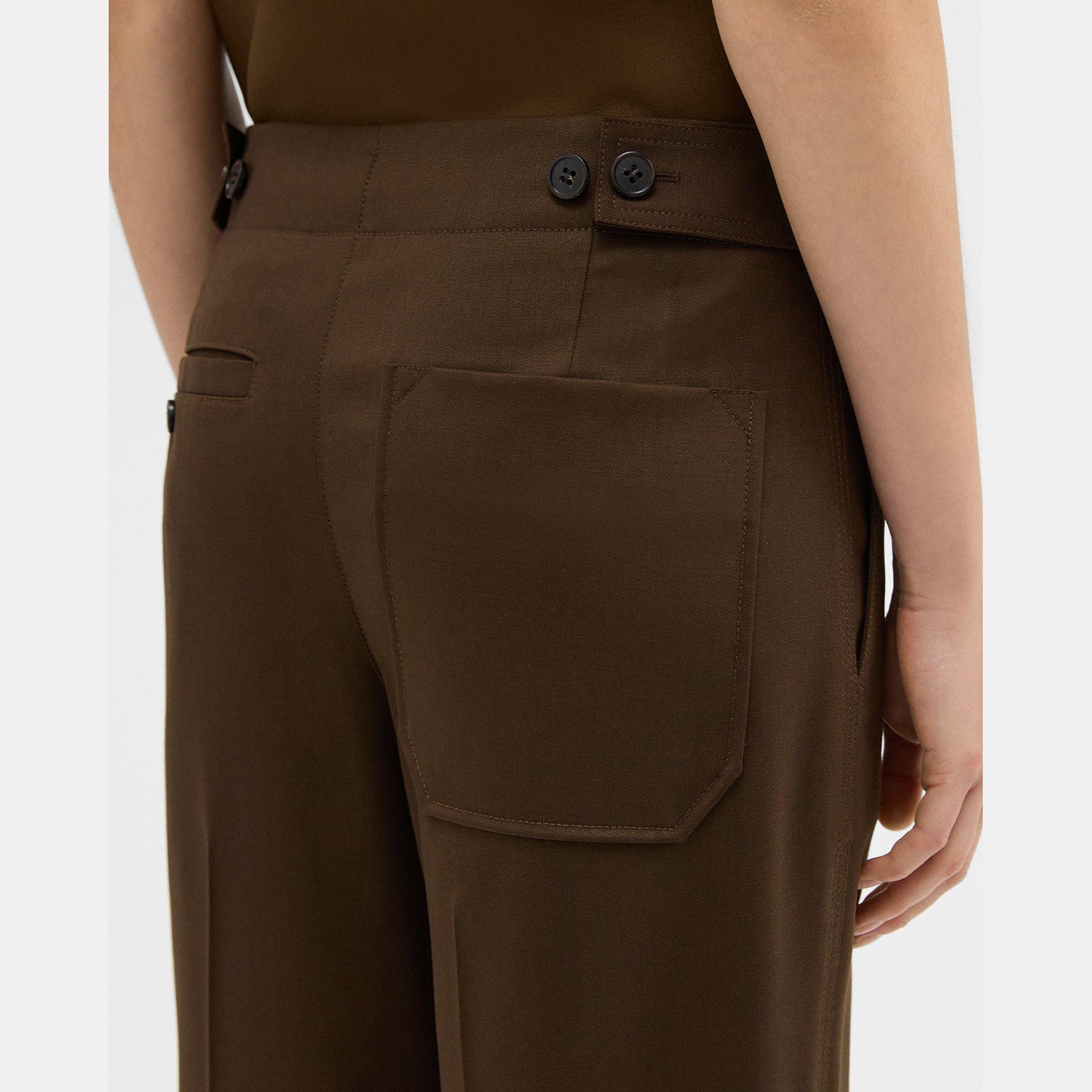 Verstellbare Hose mit weitem Bein aus Woll-Gabardine