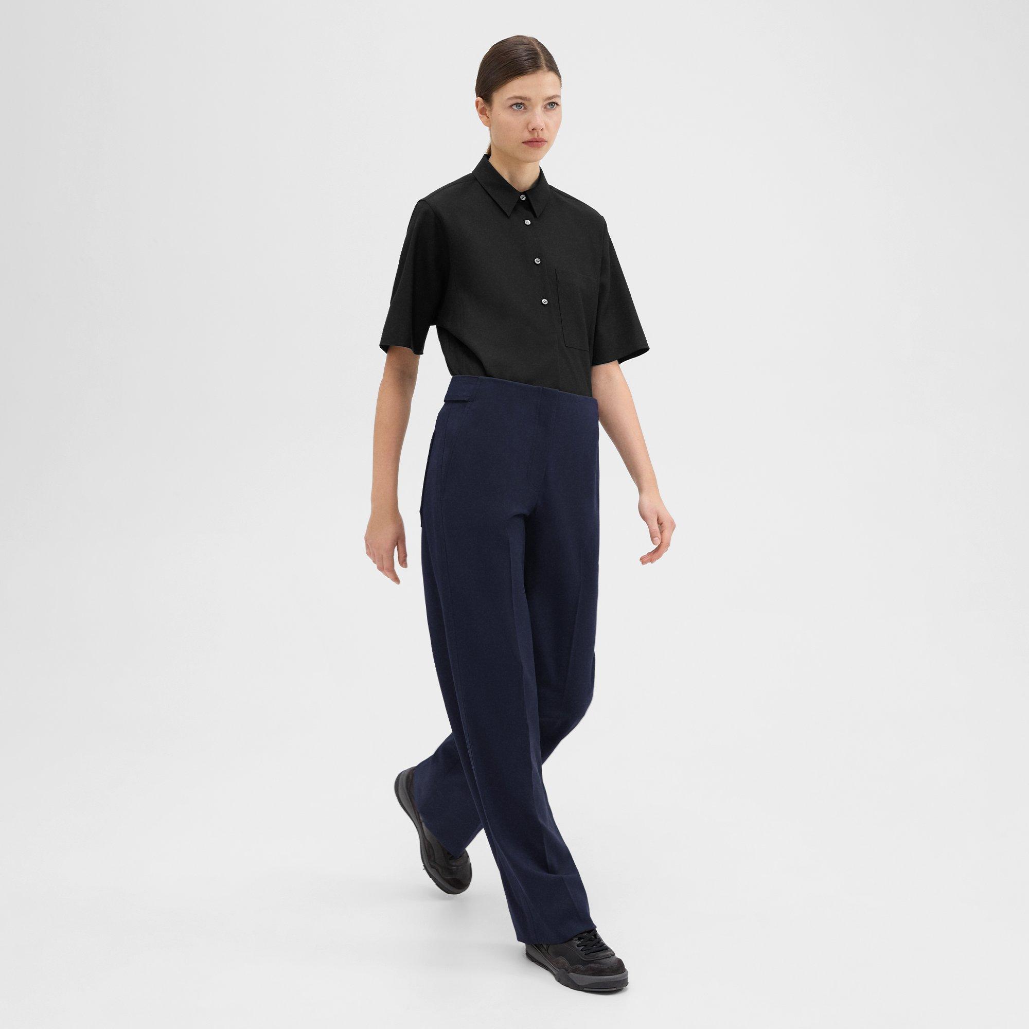 Adjustable Wool Gabardine Wide-Leg Pant | Theory Project