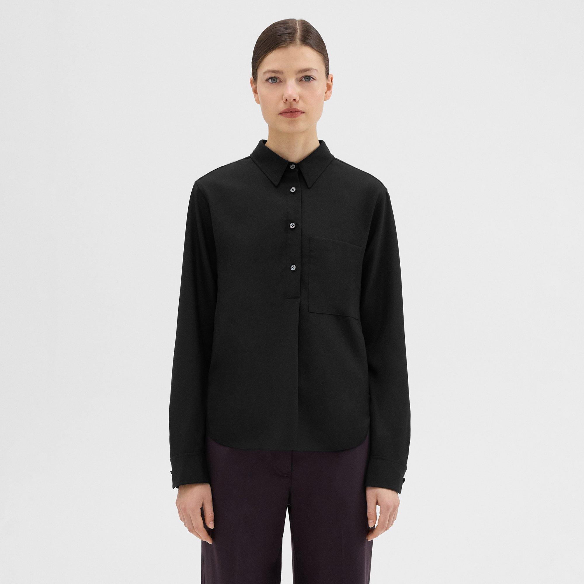 Theory Virgin Wool Popover Shirt