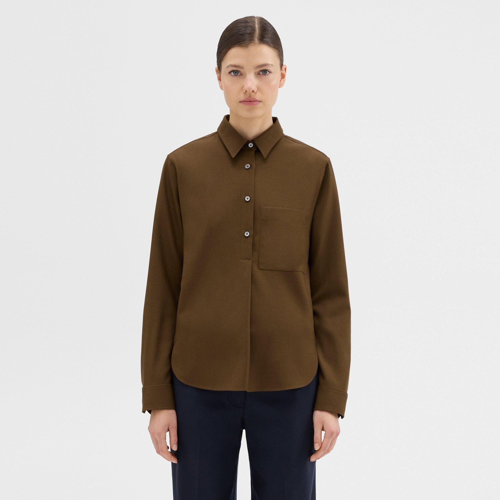 Theory Virgin Wool Popover Shirt