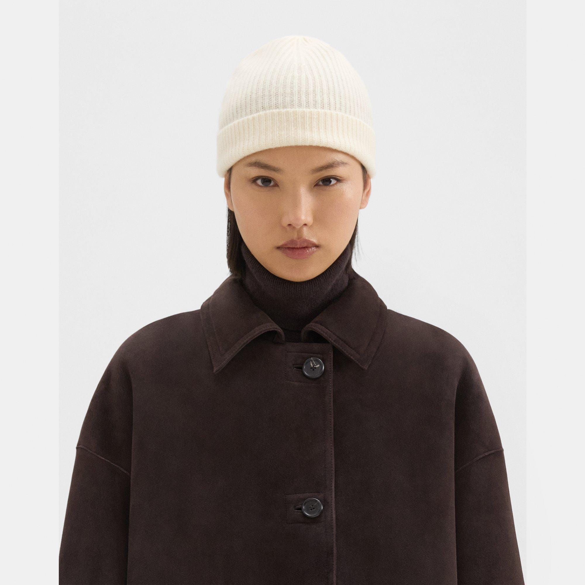 Theory Beanie in Ribbed Cashmere