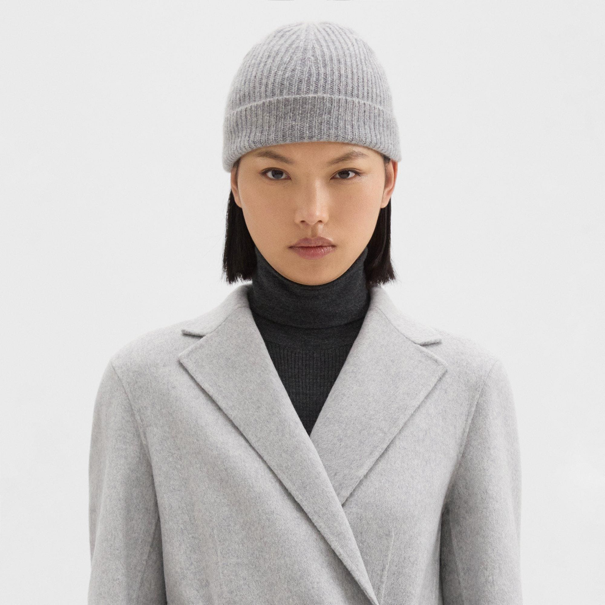 Theory Beanie in Ribbed Cashmere