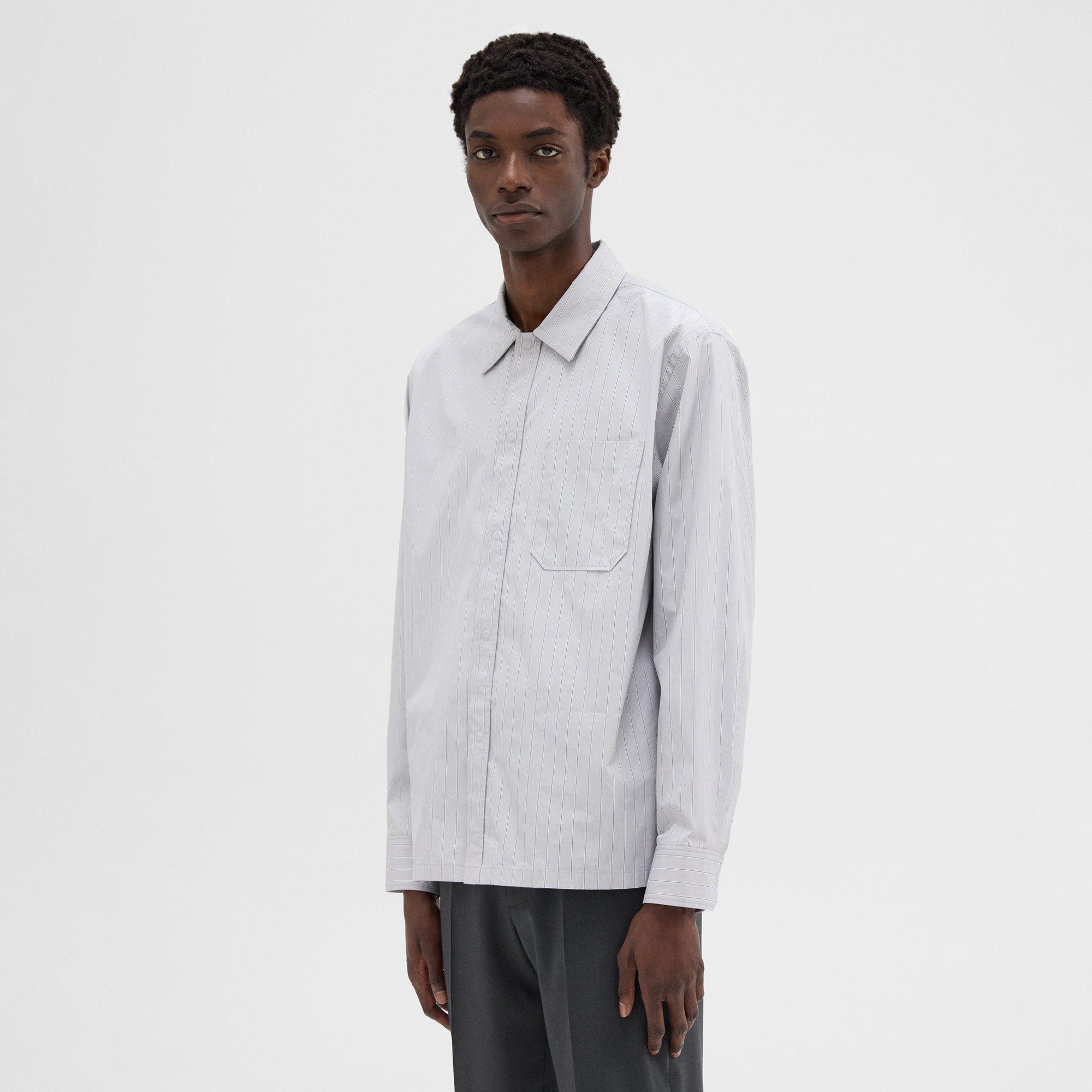 Veste-Chemise en Coton Mélangé à Rayures