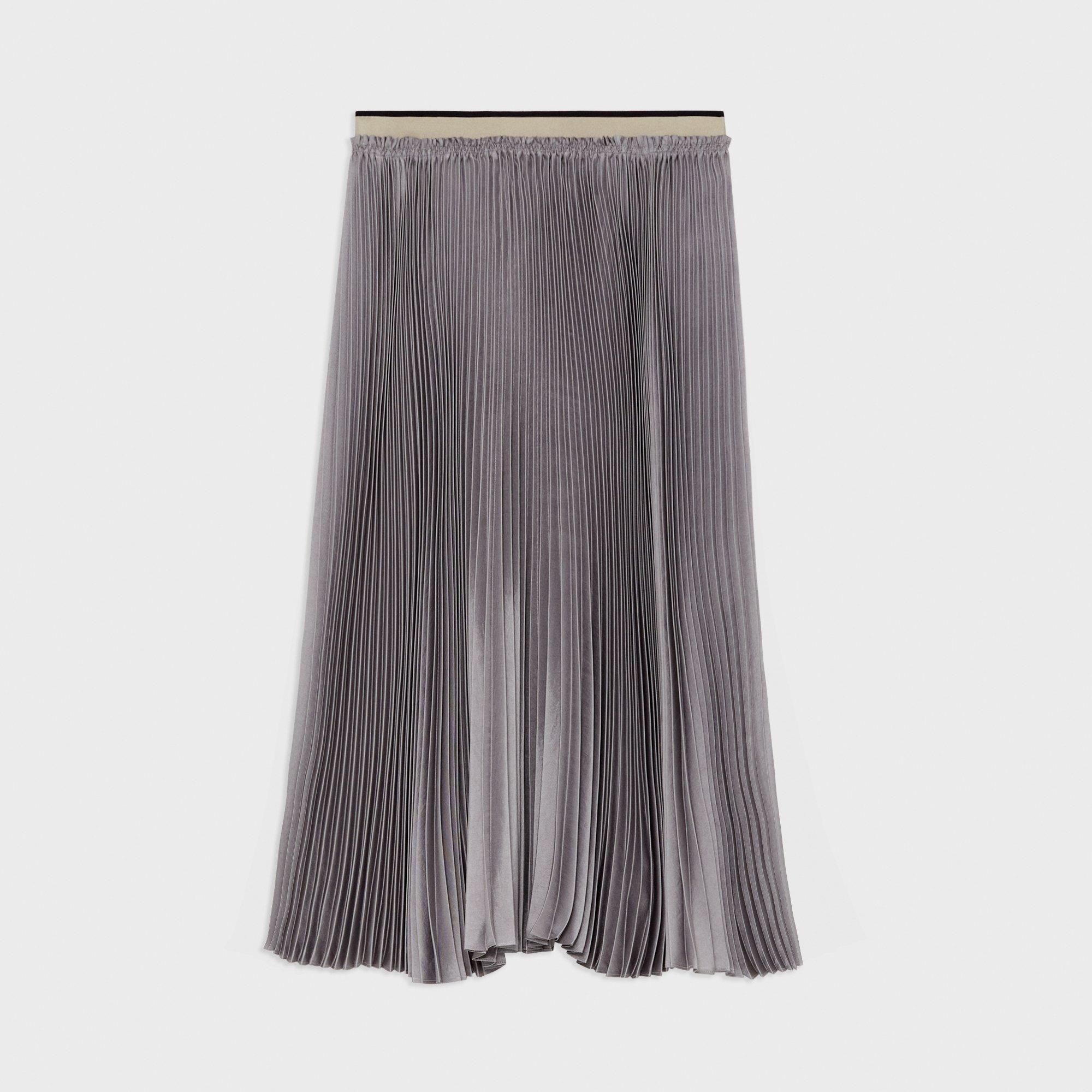 Pleated Crinkle Twill Skirt