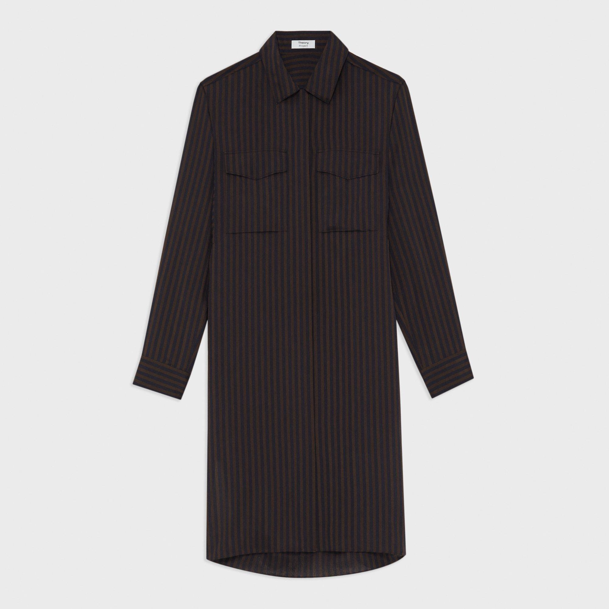 Striped Silk-Viscose Shirt Dress